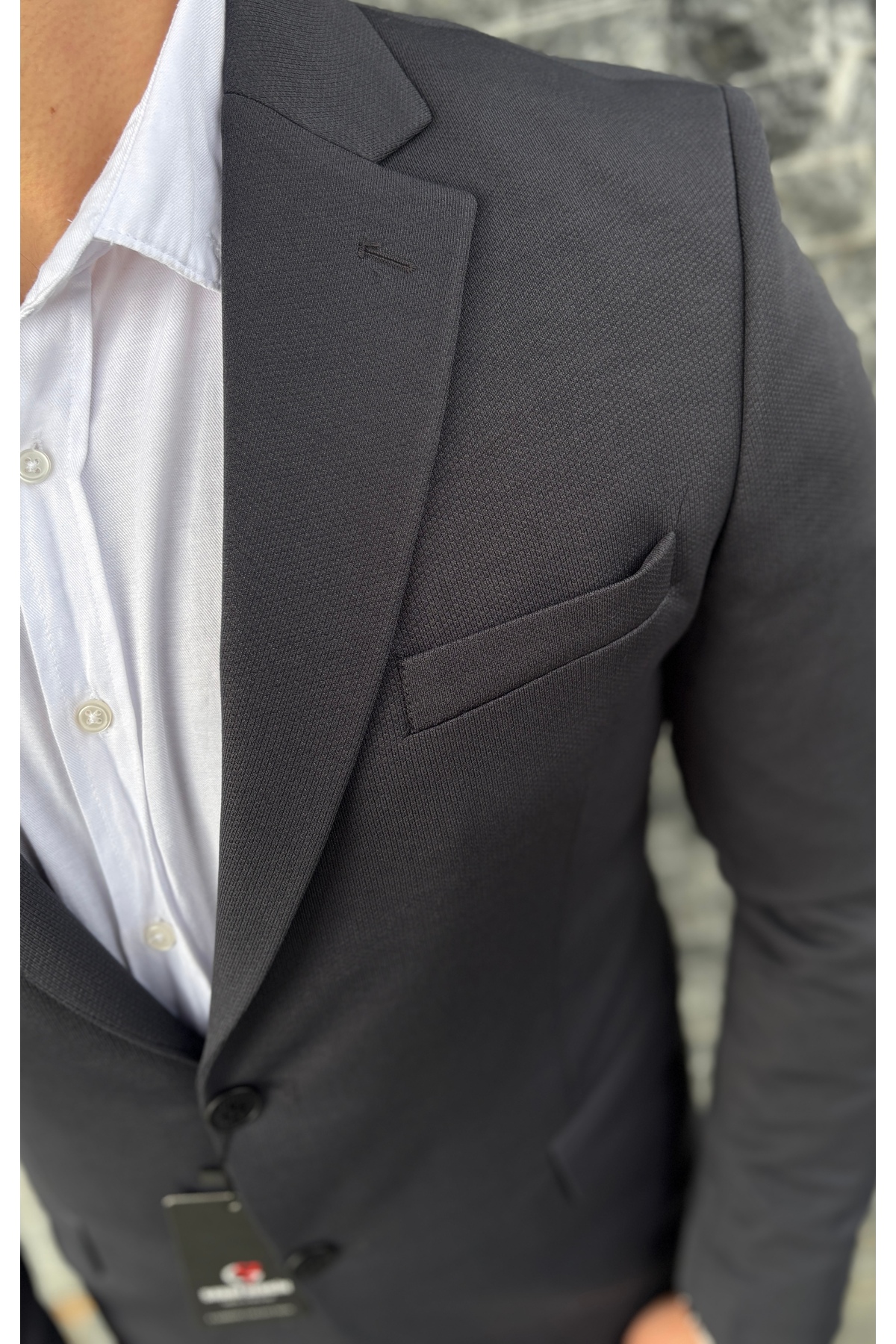 SABRİ ZENGİN  Erkek Antrasit Slim Fit Çift Düğme Blazer Ceket - Görsel 3