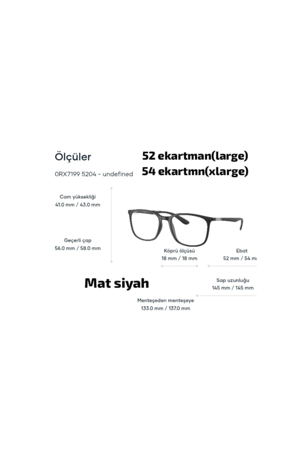Ray-Ban Rb7199 5204 52ekt Large Unisex Mavi Işık Korumalı Ekran