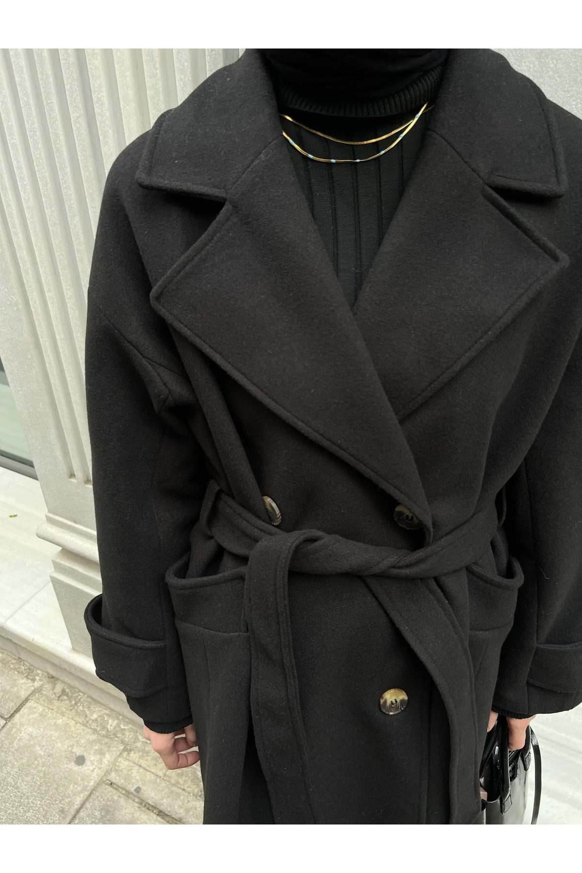 Melvien  Kemerli Kaşe Kaban Yeni (YÜN) - Görsel 6