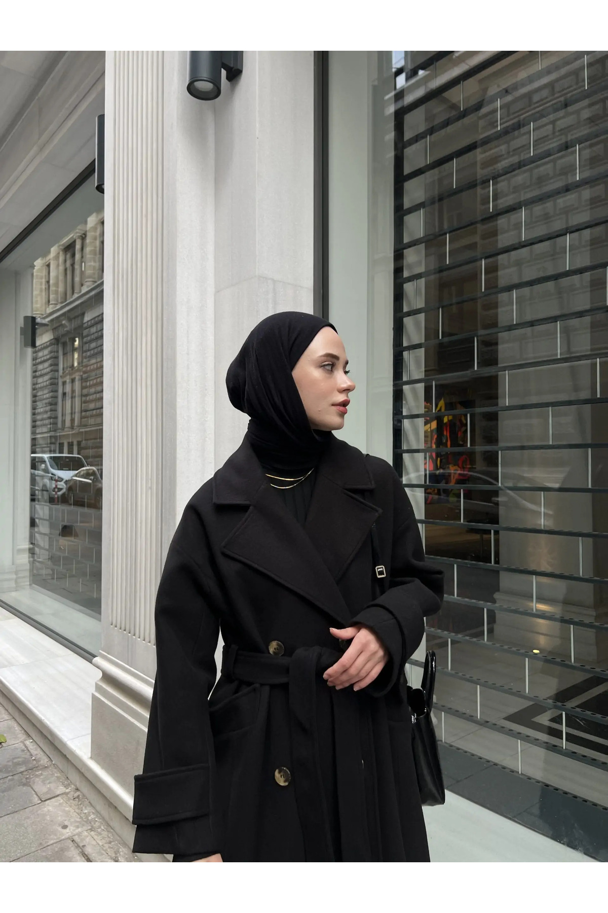 Melvien  Kemerli Kaşe Kaban Yeni (YÜN) - Görsel 3