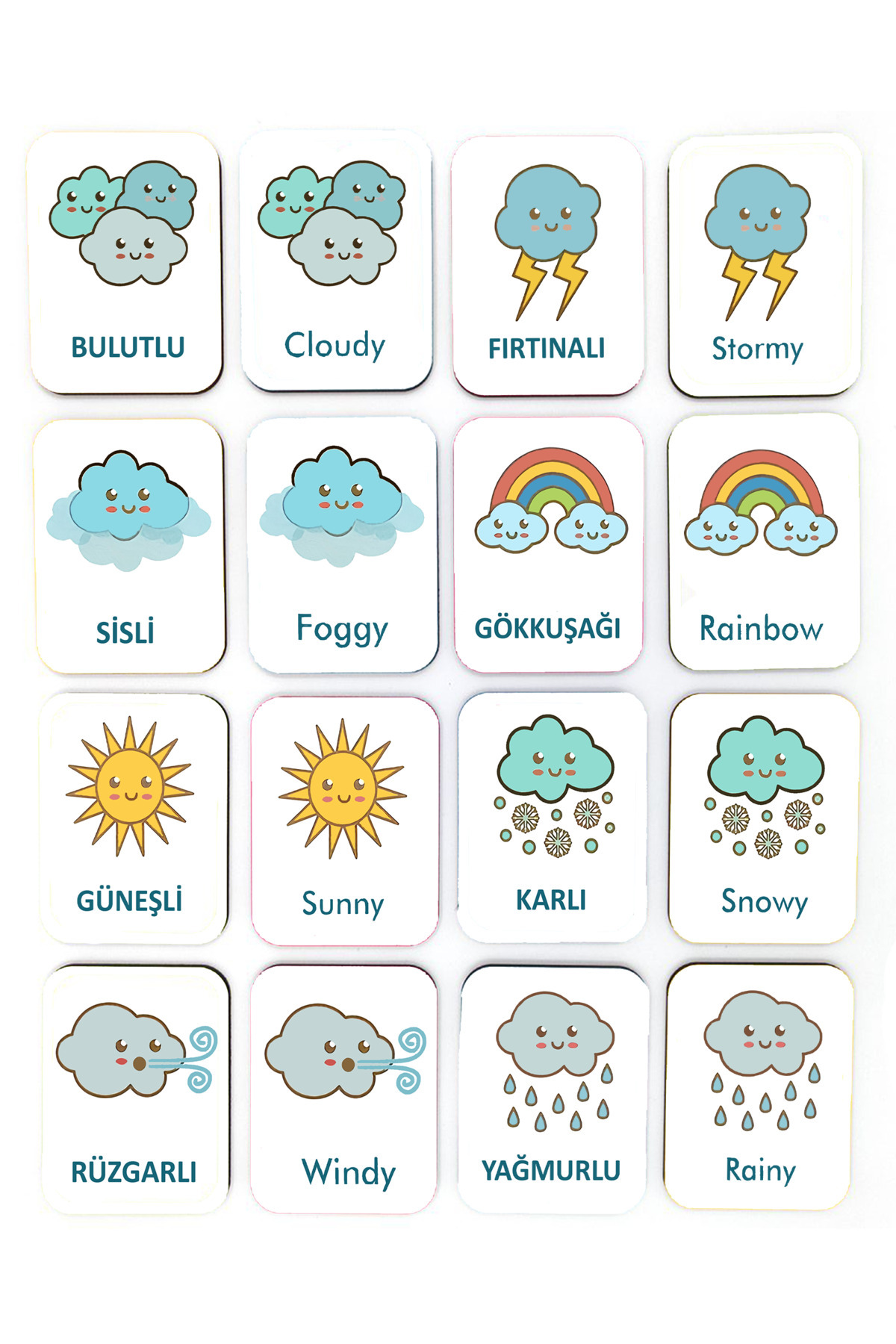 kutuTR 3’lü Set Zeka Eşleştirme Oyunu – 52 Adet Ahşap Kart – Hava Durumu, Sayı Ve Hayvan İngilizce Set 2 fotoğrafı 6 (önizleme)