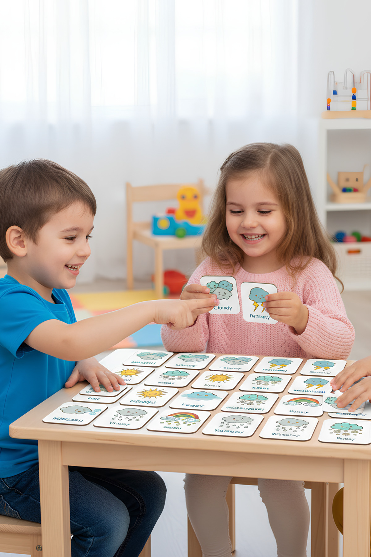 kutuTR 3’lü Set Zeka Eşleştirme Oyunu – 52 Adet Ahşap Kart – Hava Durumu, Sayı Ve Hayvan İngilizce Set 2 fotoğrafı 2 (önizleme)