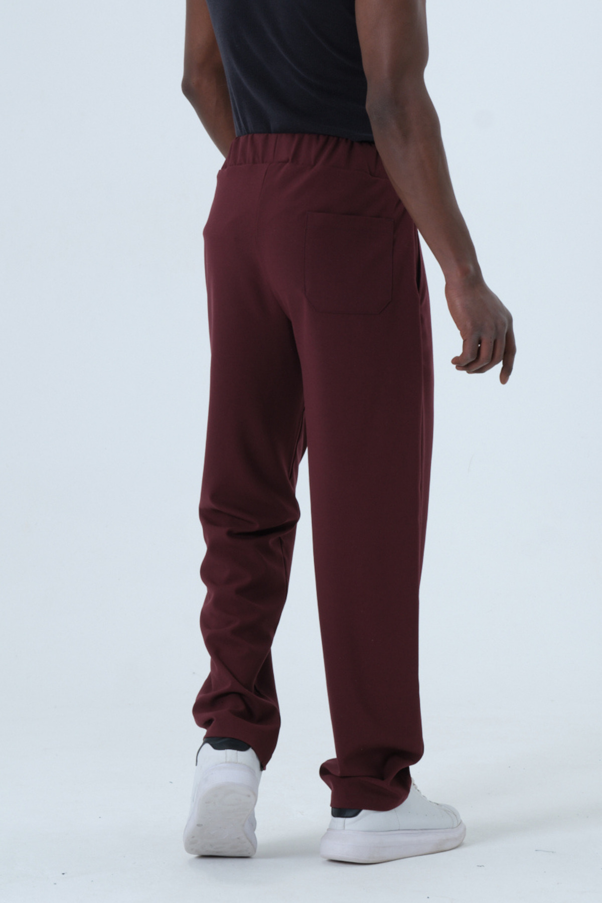 RELAXL Battal Boy Yalancı Düğmeli Pileli Çizgili Bordo Baggy Pantolon görsel 3