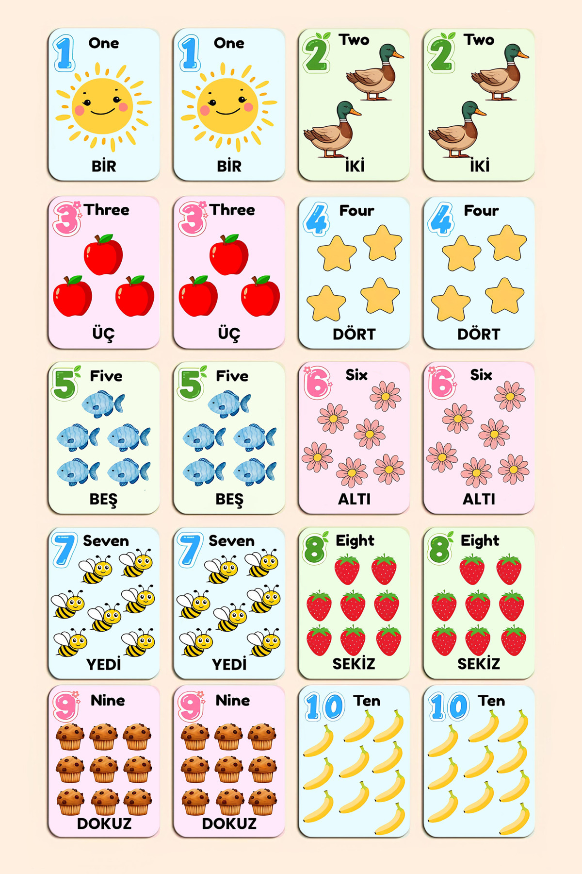 kutuTR 3’lü Set Zeka Eşleştirme Oyunu – 52 Adet Ahşap Kart – Hava Durumu, Sayı Ve Hayvan İngilizce Set 2 fotoğrafı 3 (önizleme)