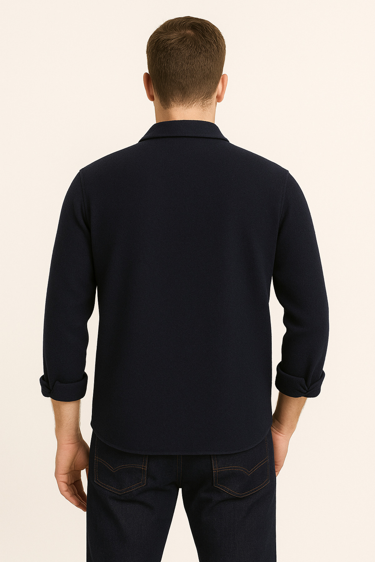 mavisima erkek giyimi Erkek Soft Kaşe Oversize Ceket Gömlek, Lacivert Yeni Sezon görsel 6