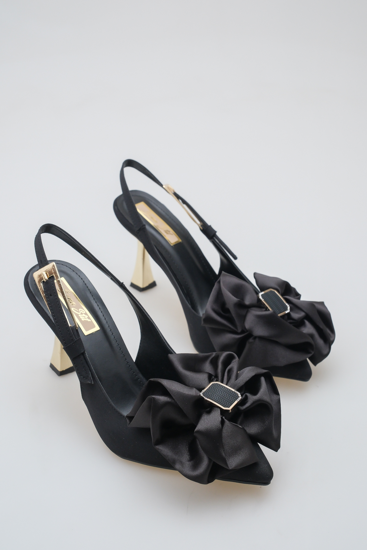 Stylish Women's Stiletto with Open Back Special Design Heels and Bowknots and Side God Buckle