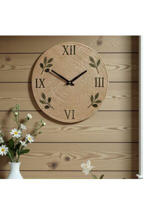 home inn El Yapımı Jüt İp Duvar Saati 33 cm | Doğal Dekoratif Tasarım | Rusti...