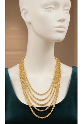 Nurtakı 2 Metre Altın Renk Kaplama Burgu Zincir Kolye