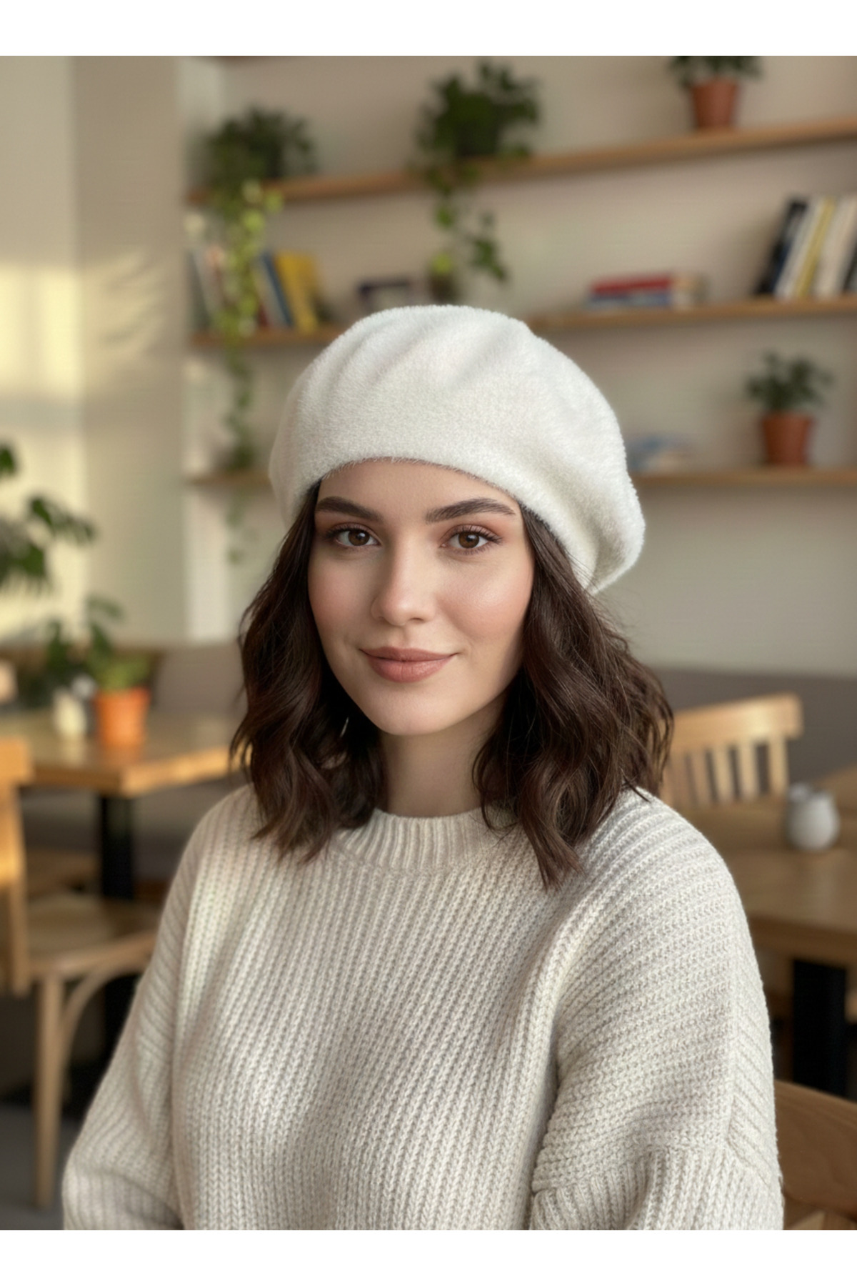 derikem Fransız Tüylü Peluş Ressam Bere Kadın Şapka