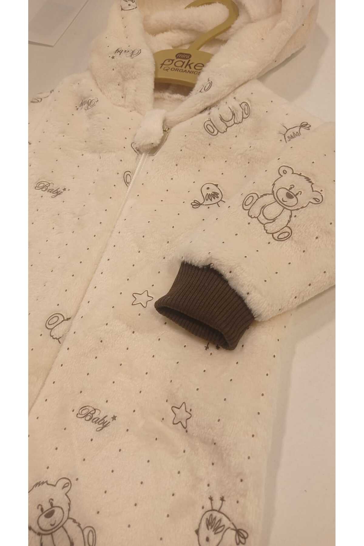 Mamman's Kışlık, Kalın Peluş, Kapüşonlu, Fermuarlı Erkek Bebek Tulumu, Welsoft Kumaş fotoğrafı 6 (önizleme)