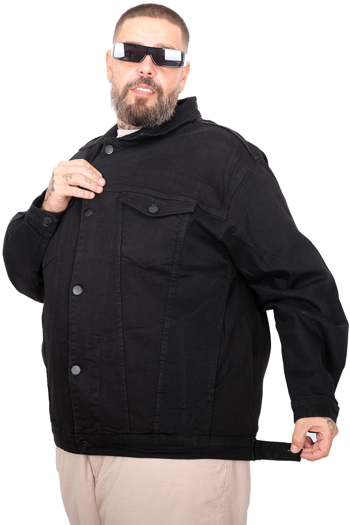 ModeXL Mode XL Büyük Beden Kot Mont 22800 b.black görsel 3