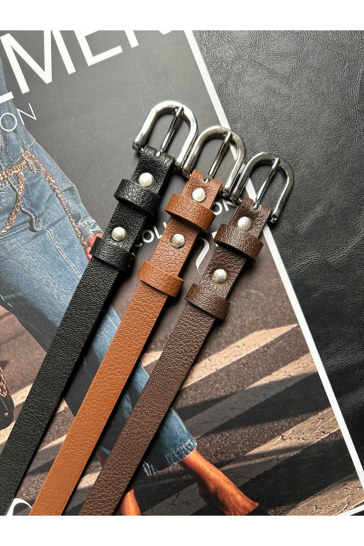 3-Piece Classic Thin Buckle Belt Waist Belt Jacket Belt Dress Belt Pants Belt