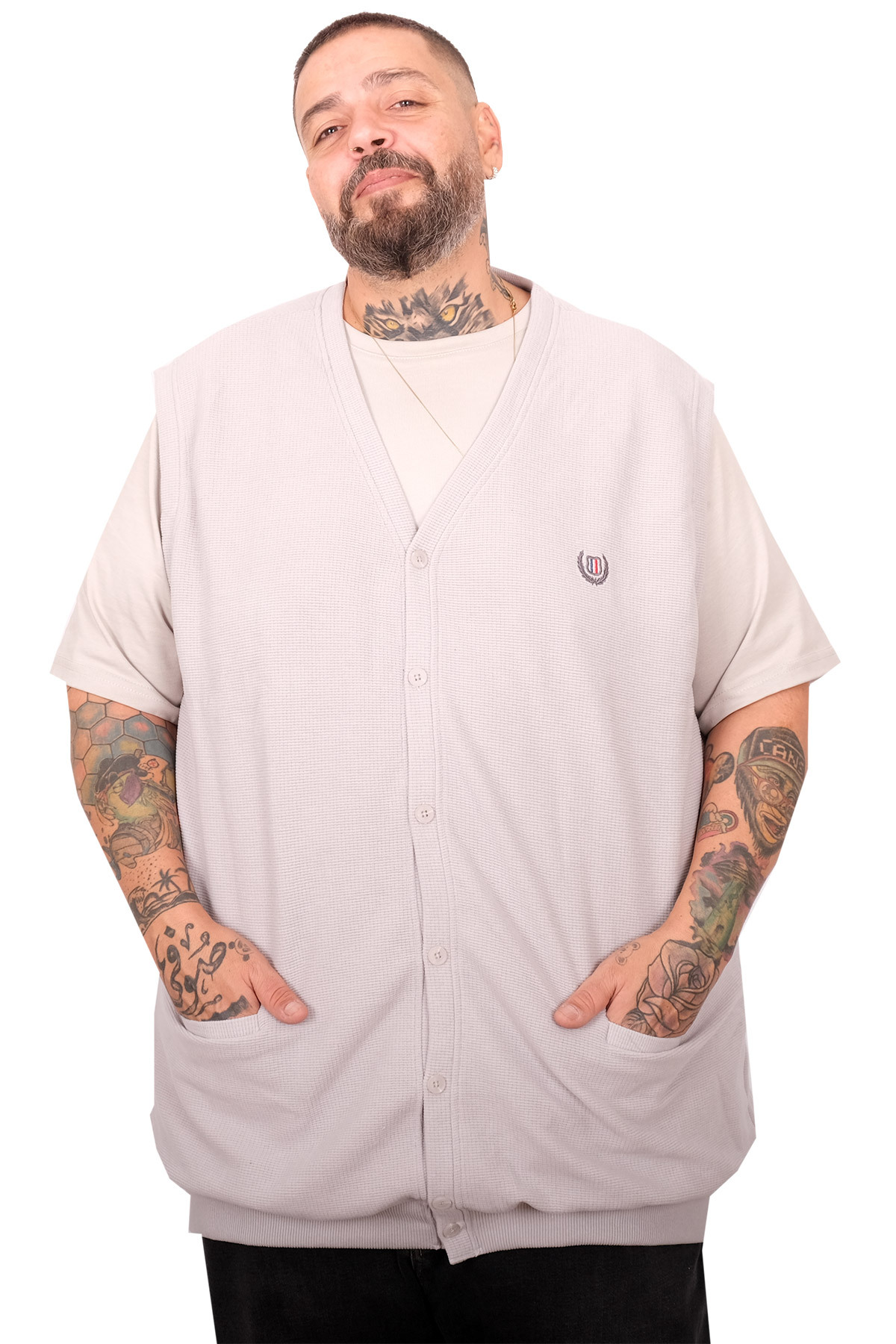 ModeXL Mode XL Battal Beden Yelek 20545 gri görsel 5