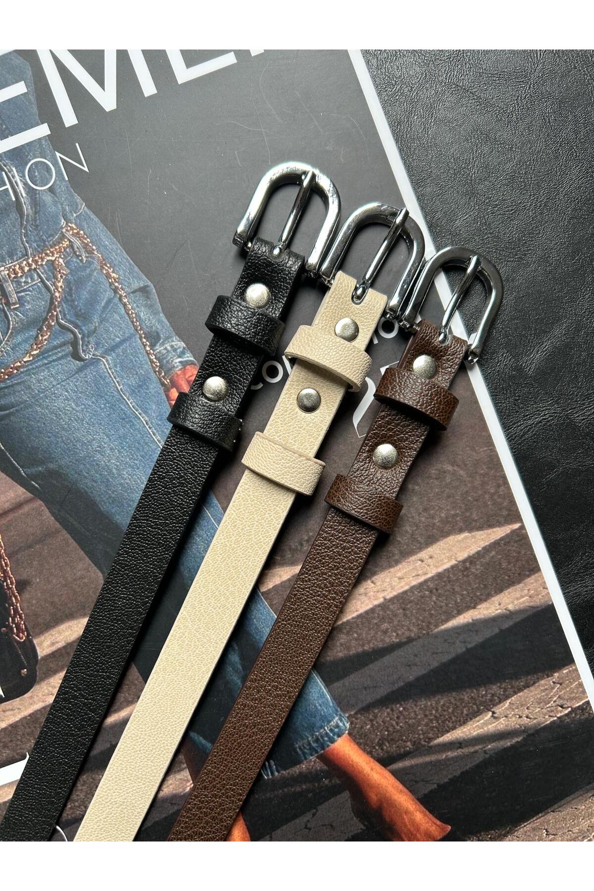 3-Piece Classic Thin Buckle Belt Waist Belt Jacket Belt Dress Belt Pants Belt