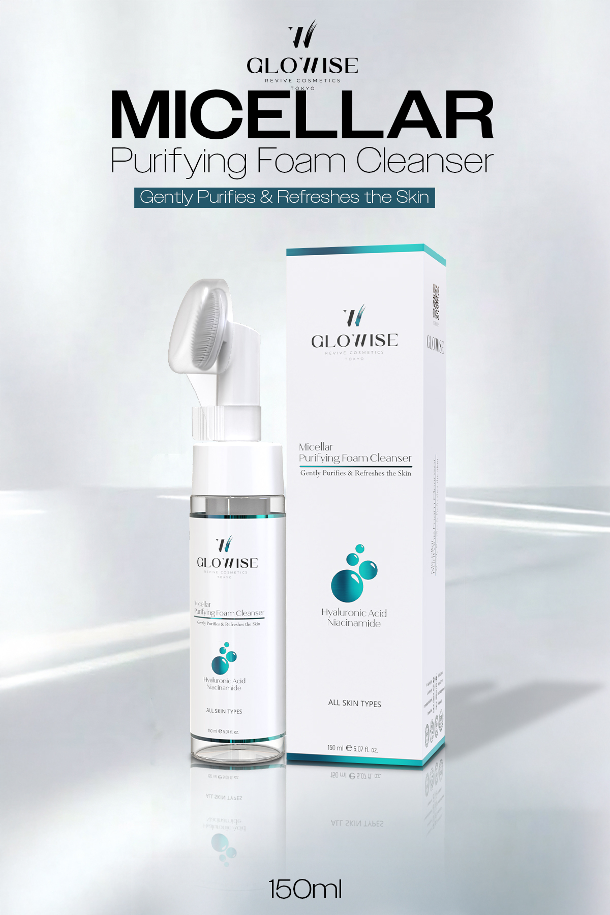 GLOWISE Micellar Yüz Temizleme Köpüğü 150 ml — GLW-MIC-FOAM-150
