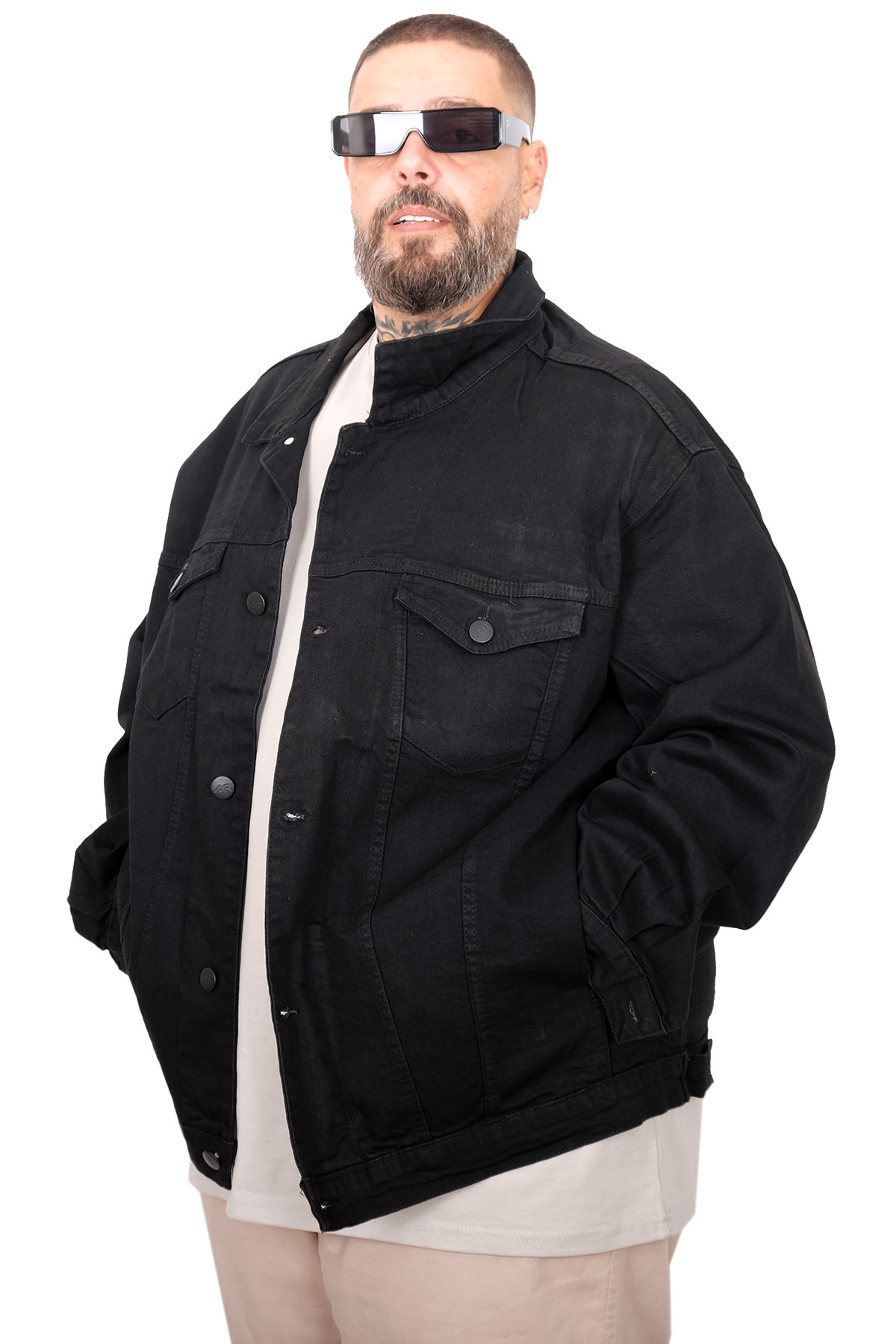 ModeXL Mode XL Büyük Beden Kot Mont 22800 b.black görsel 2