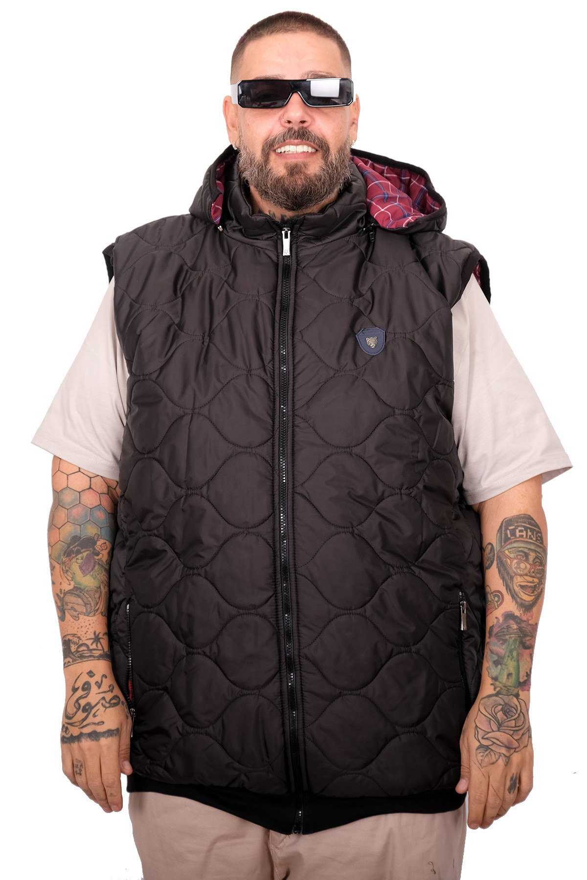 ModeXL Mode XL Büyük Beden Kapitone Yelek U25719 sıyah rugan
