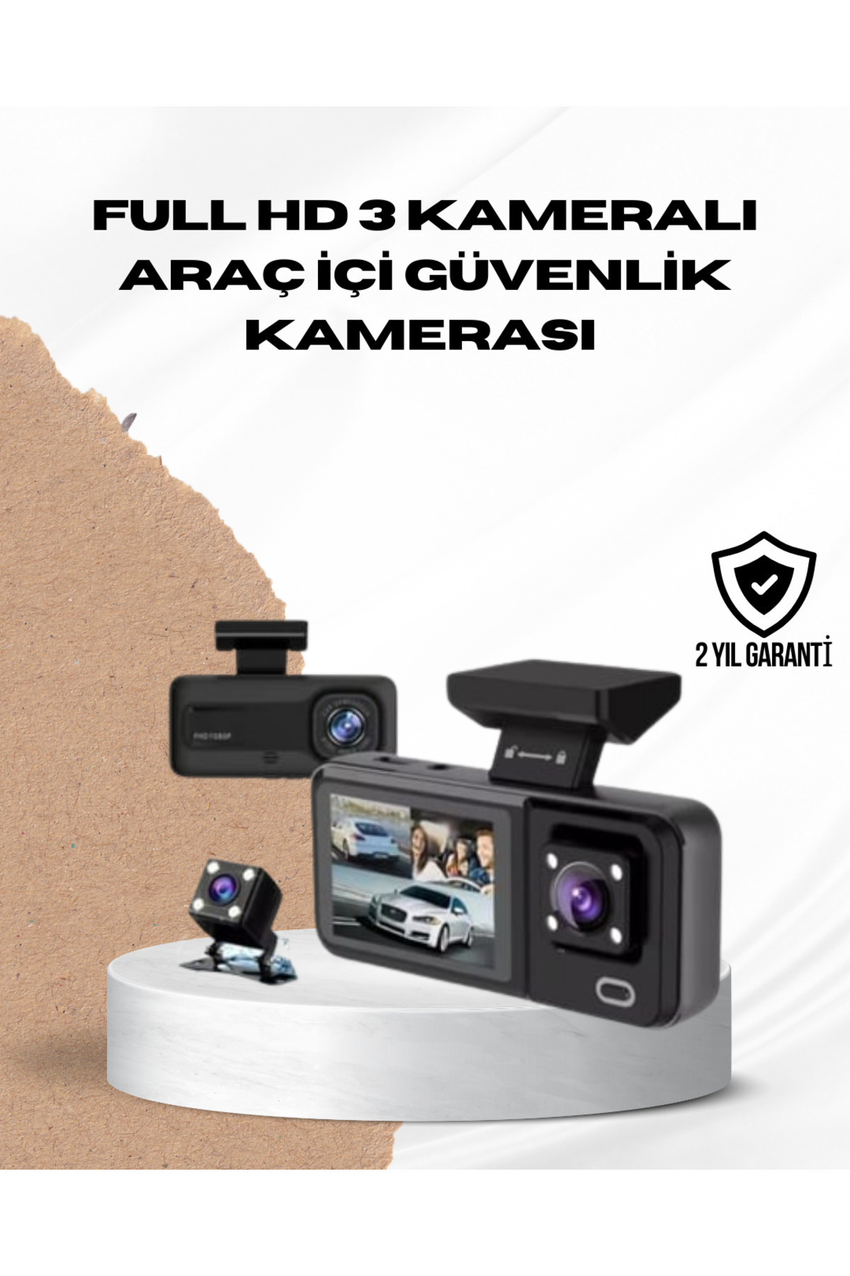 MBB ETİCARET Wi-Fi Bağlantılı Full HD Araç Kamera Seti 3 Kameralı Park Koruma ve Döngü Kayıt