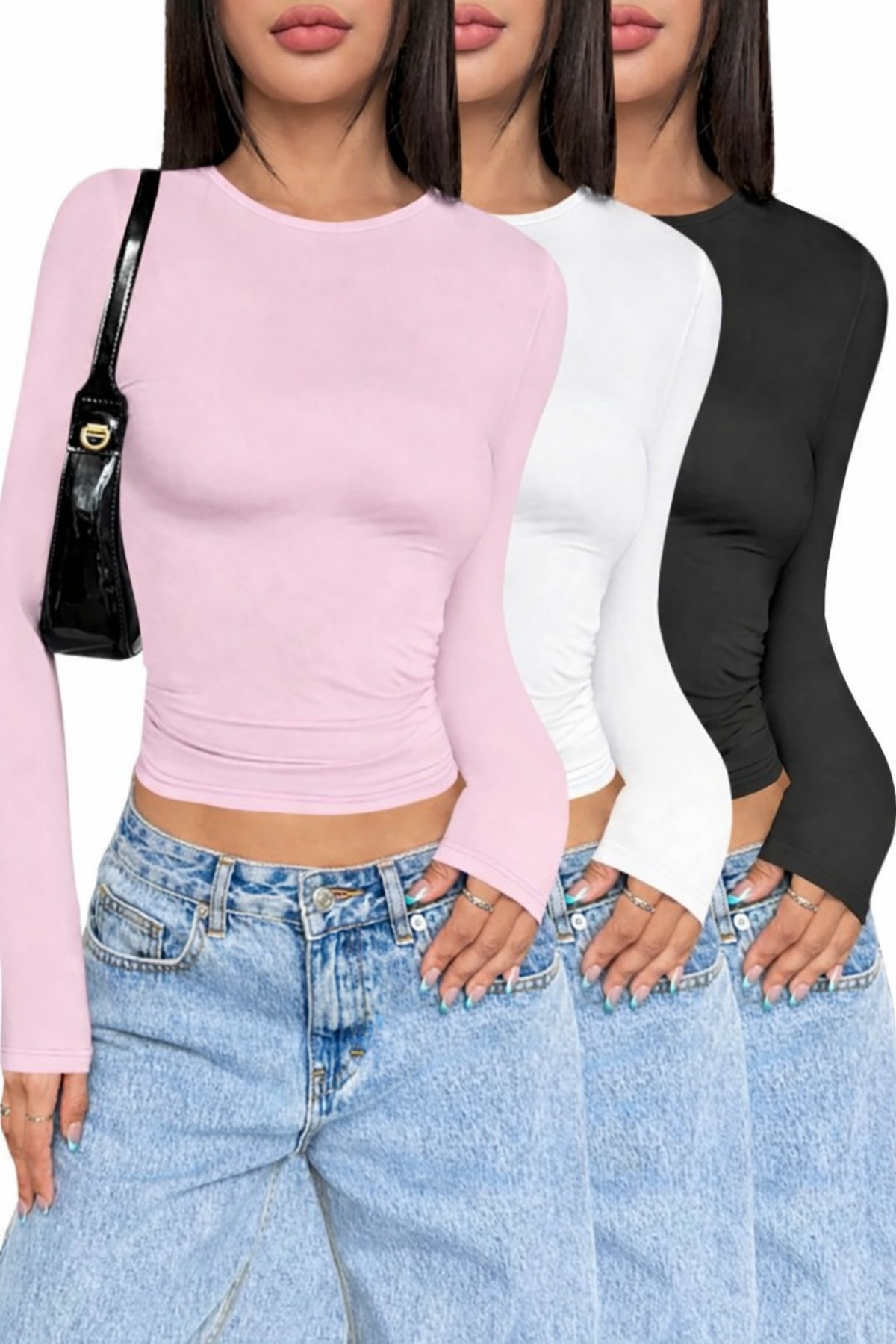 ÖZ PAMUK Obična tkanina, trodelni komplet Sa likrom Elastično okrugla kragna ...