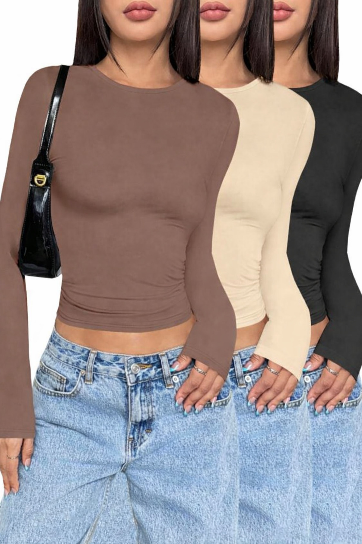 ÖZ PAMUK Obična tkanina, trodelni komplet Sa likrom Elastično okrugla kragna ...