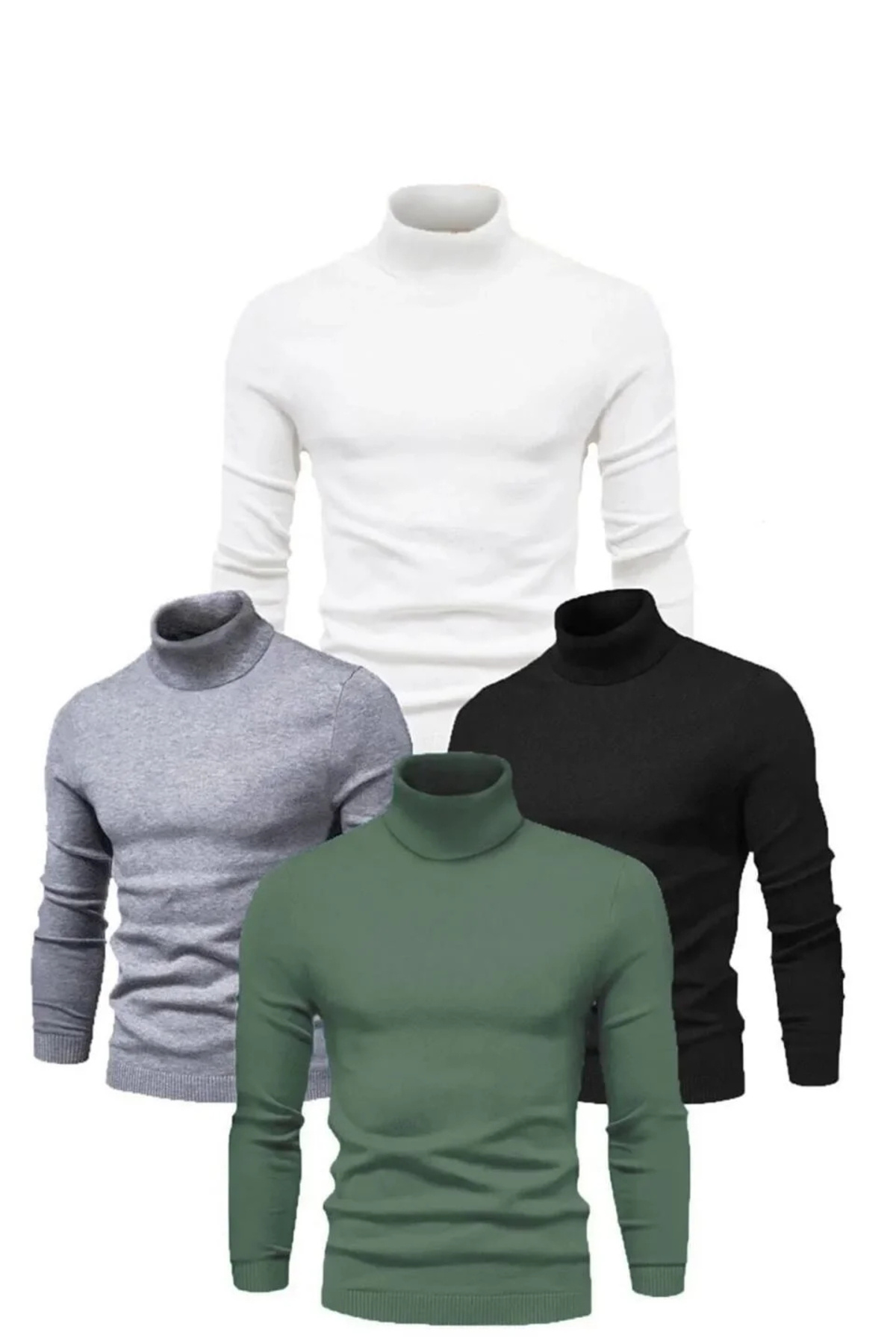 mzpkartan 4 Adet Unisex Kaşkorse Boğazlı Full Likralı Fitilli Body Kazak