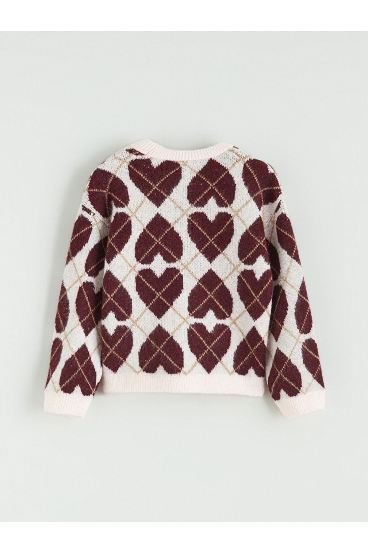 LC Waikiki Pembe Kalp ve Baklava Desenli Kız Çocuk Triko Kazak fotoğrafı 3 (önizleme)