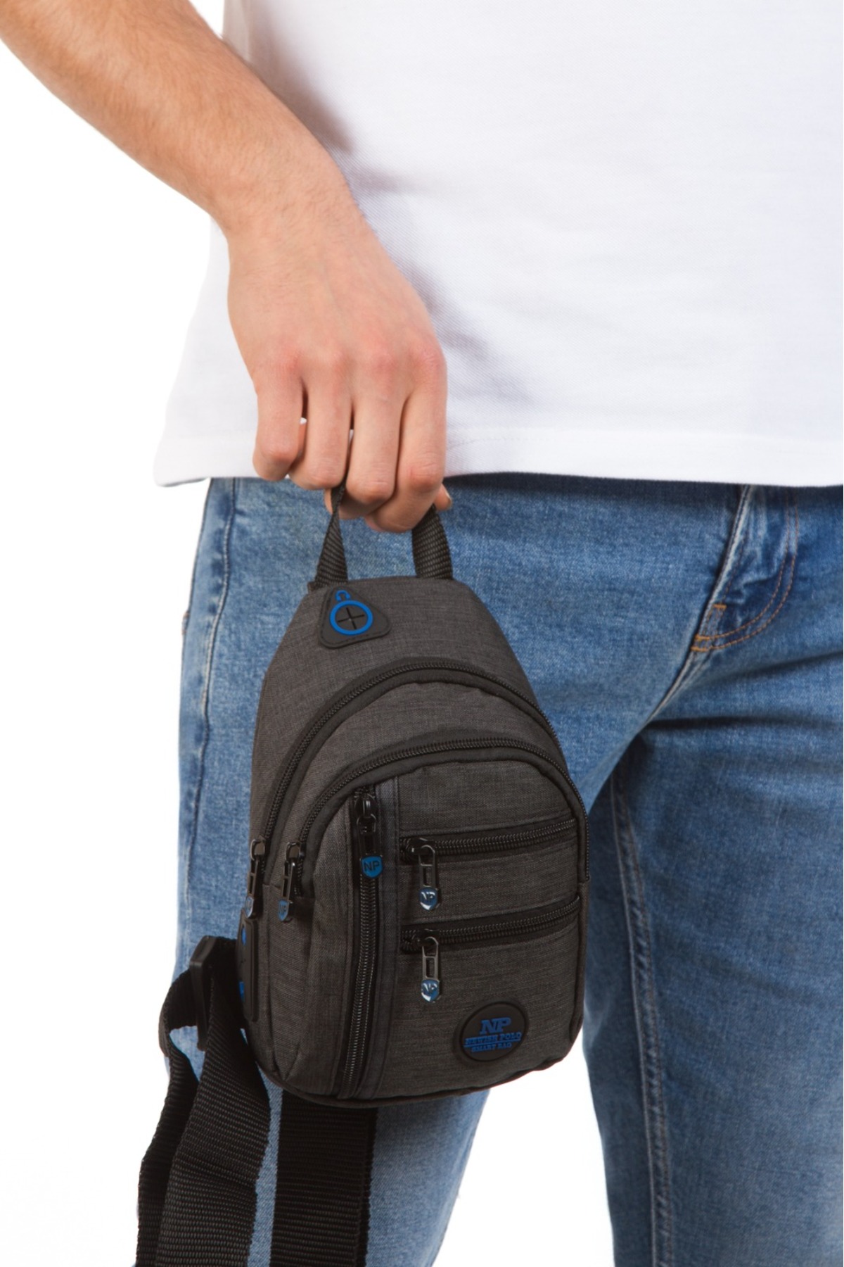 NEWISH POLO ACCESSORIES  Unısex Keten Telefon Bölmeli ve 5 fermuarlı Bel Ve Çapraz Omuz Çanta Göğüs Seyahet Günlük Bodybag - Görsel 8