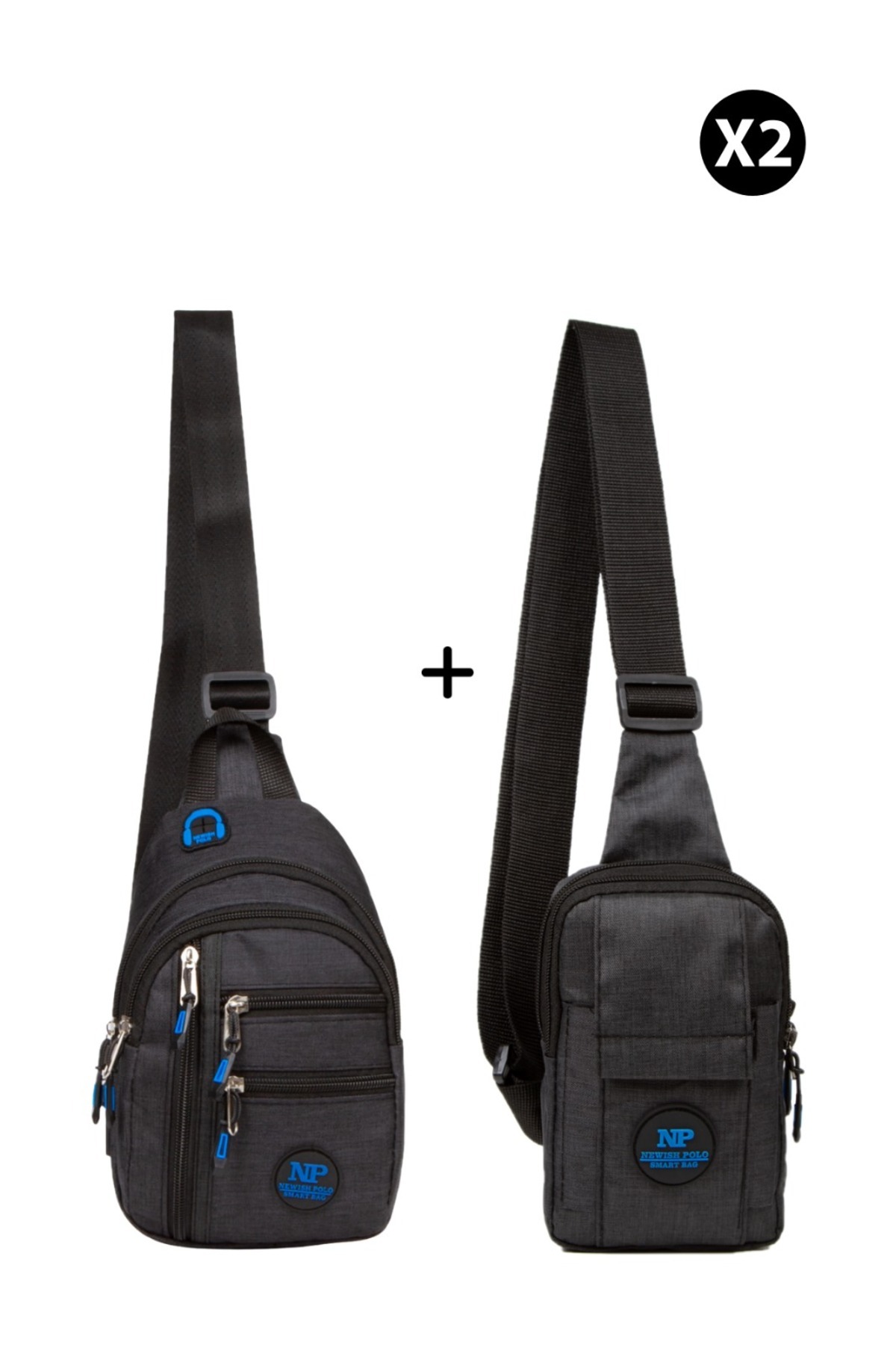 NEWISH POLO ACCESSORIES  Unısex Keten Telefon Bölmeli ve 5 fermuarlı Bel Ve Çapraz Omuz Çanta Göğüs Seyahet Günlük Bodybag