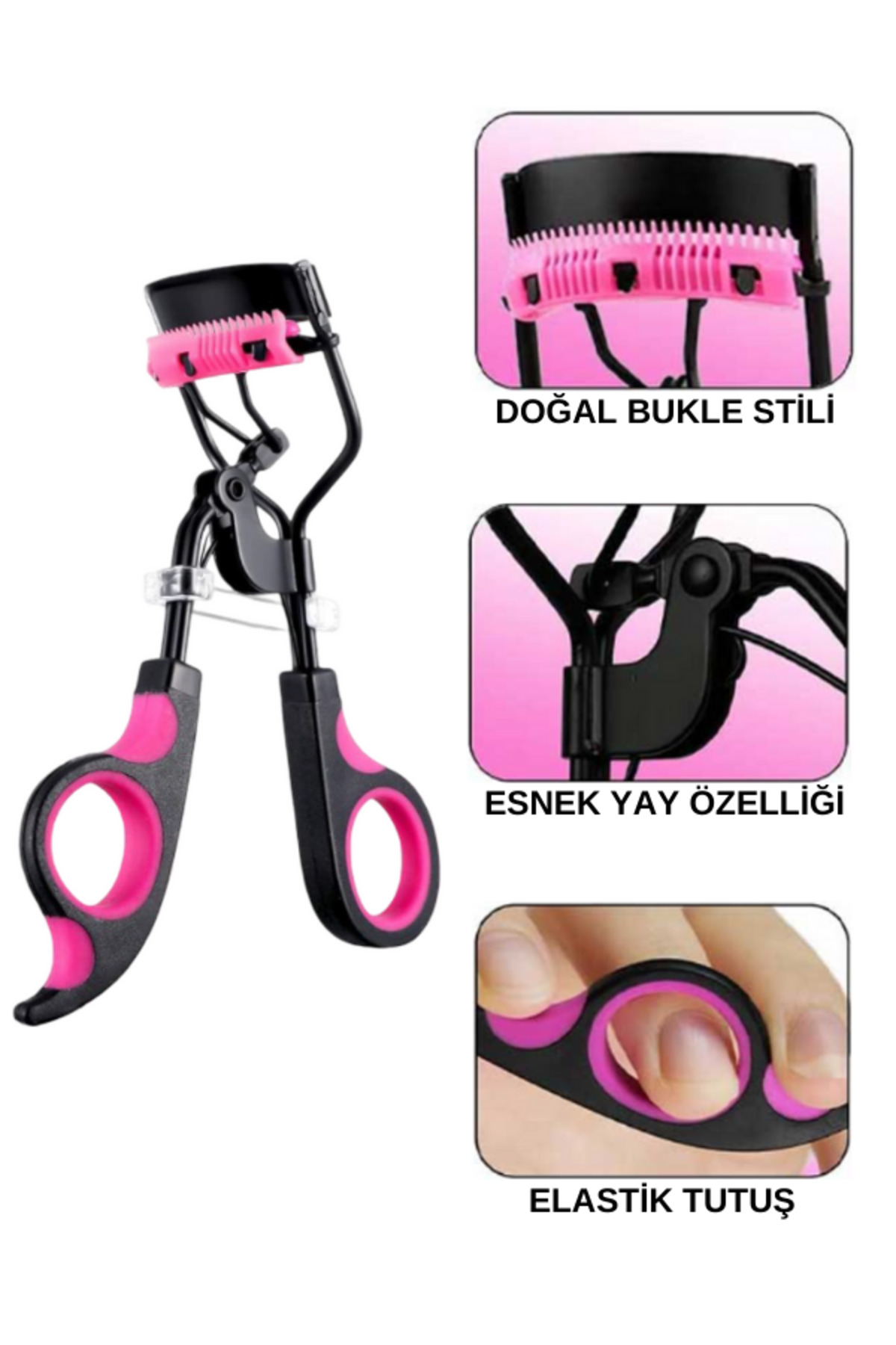 Kirpik Kıvırıcı & Kirpik Makası Pro Eyelash Curler Makyaj Maskara Rimel Eyeliner Uyumlu Kirpik Kıvırıcı Doğal Görün — صورتی ProPinkKıvırıcı — تصویر 5 از 6