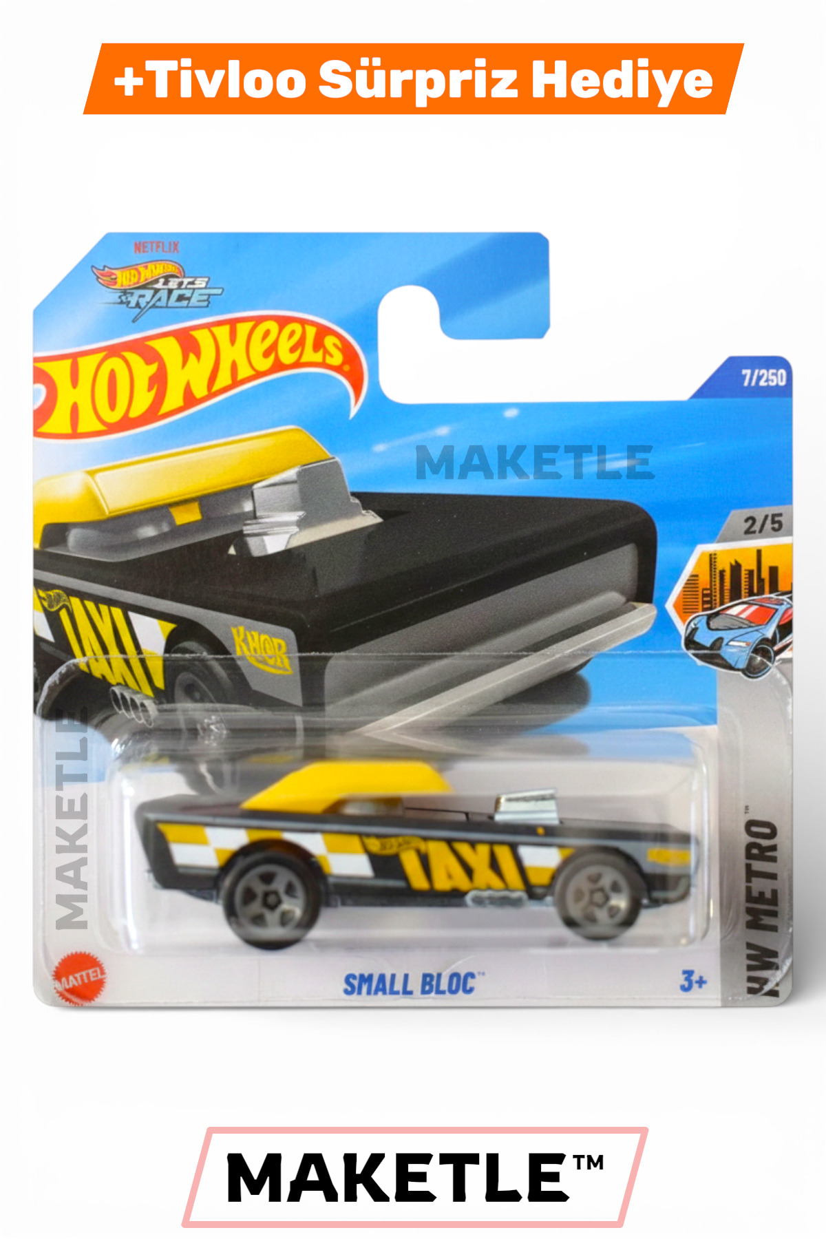 HOT WHEELS Small Bloc ( Taksi ) - HYX56 - Tivloo Sürpriz Hediyeli