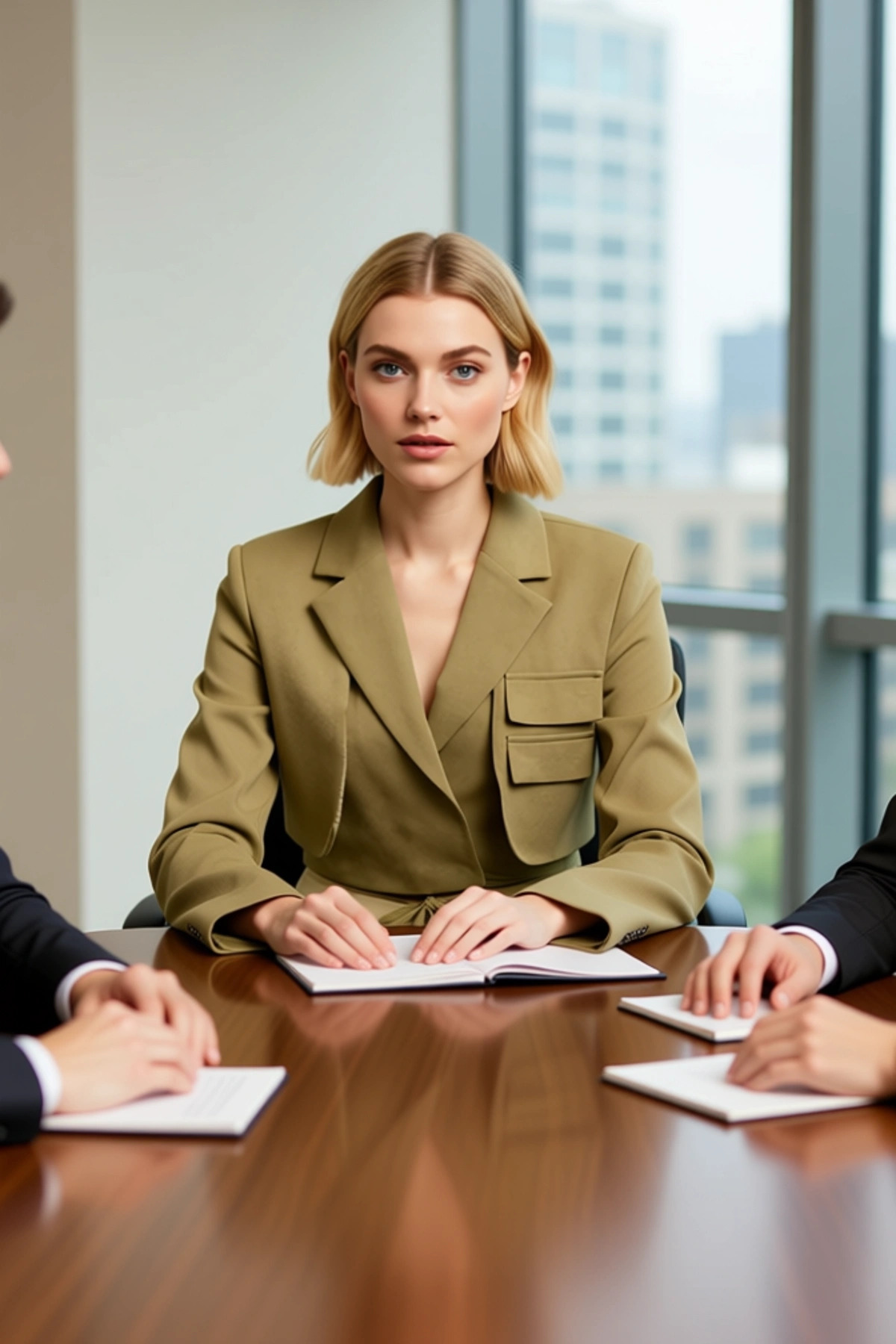 BENERLY  Kadın Kruvaze Dokuma Ceket Uzun Kollu Ceket Yaka Regular Kalıp Fonksiyonel Dayanıklı Rahat - Görsel 2