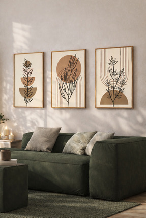 kids town Minimalist Line Art Boho Çerçevesiz 3'lü set TABLO