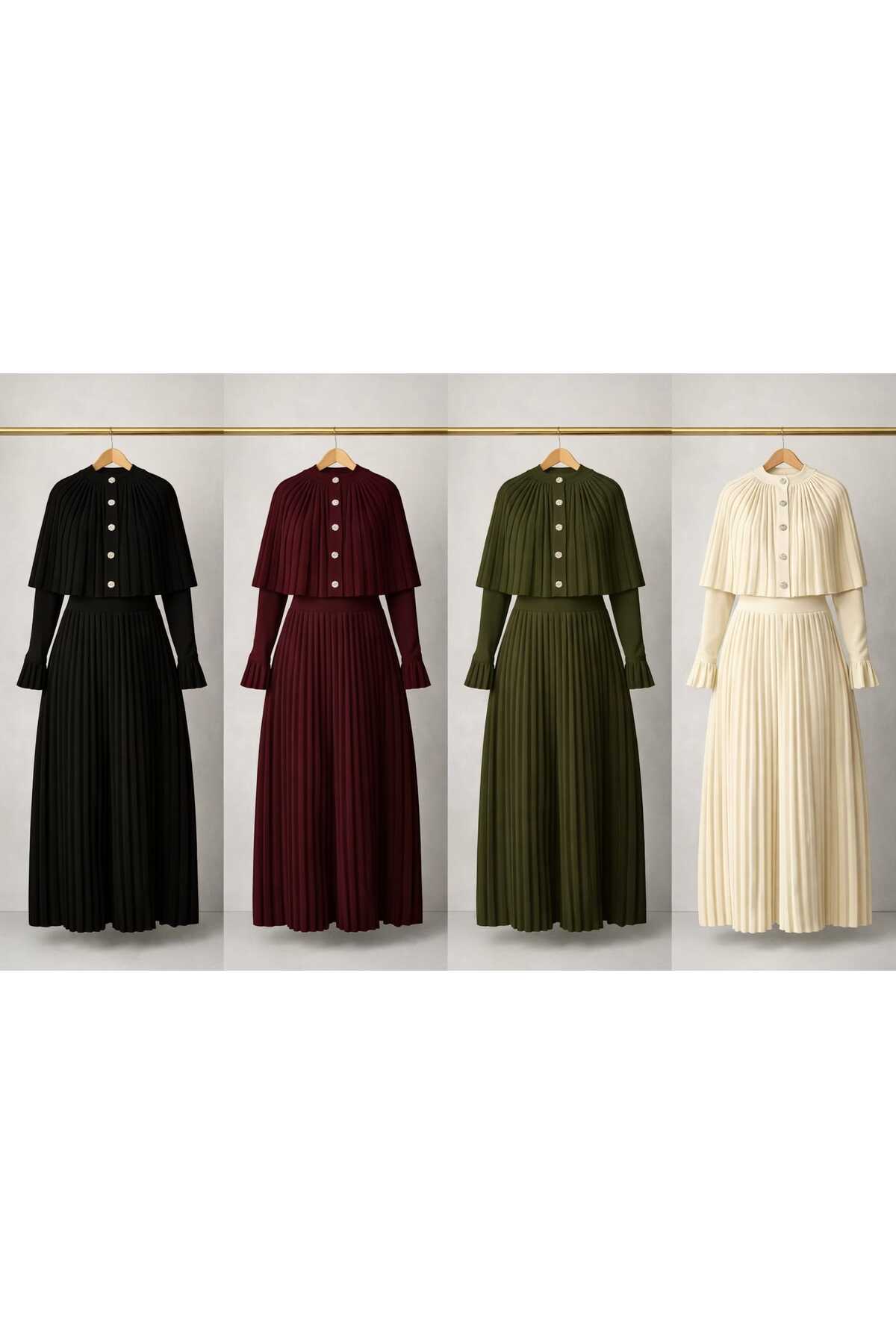 MODA  elbise,triko elbise,pelerinli triko elbise,kol detaylı pelerinli triko elbise - Görsel 8