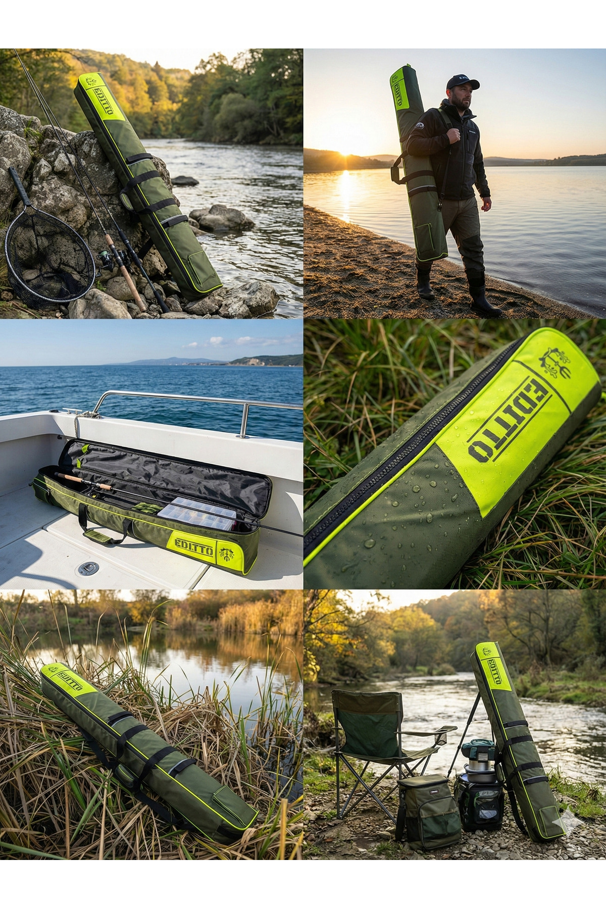 Edittoav Editto 155 cm Fosforlu Balıkçı Olta Çantası - Surf Kamış