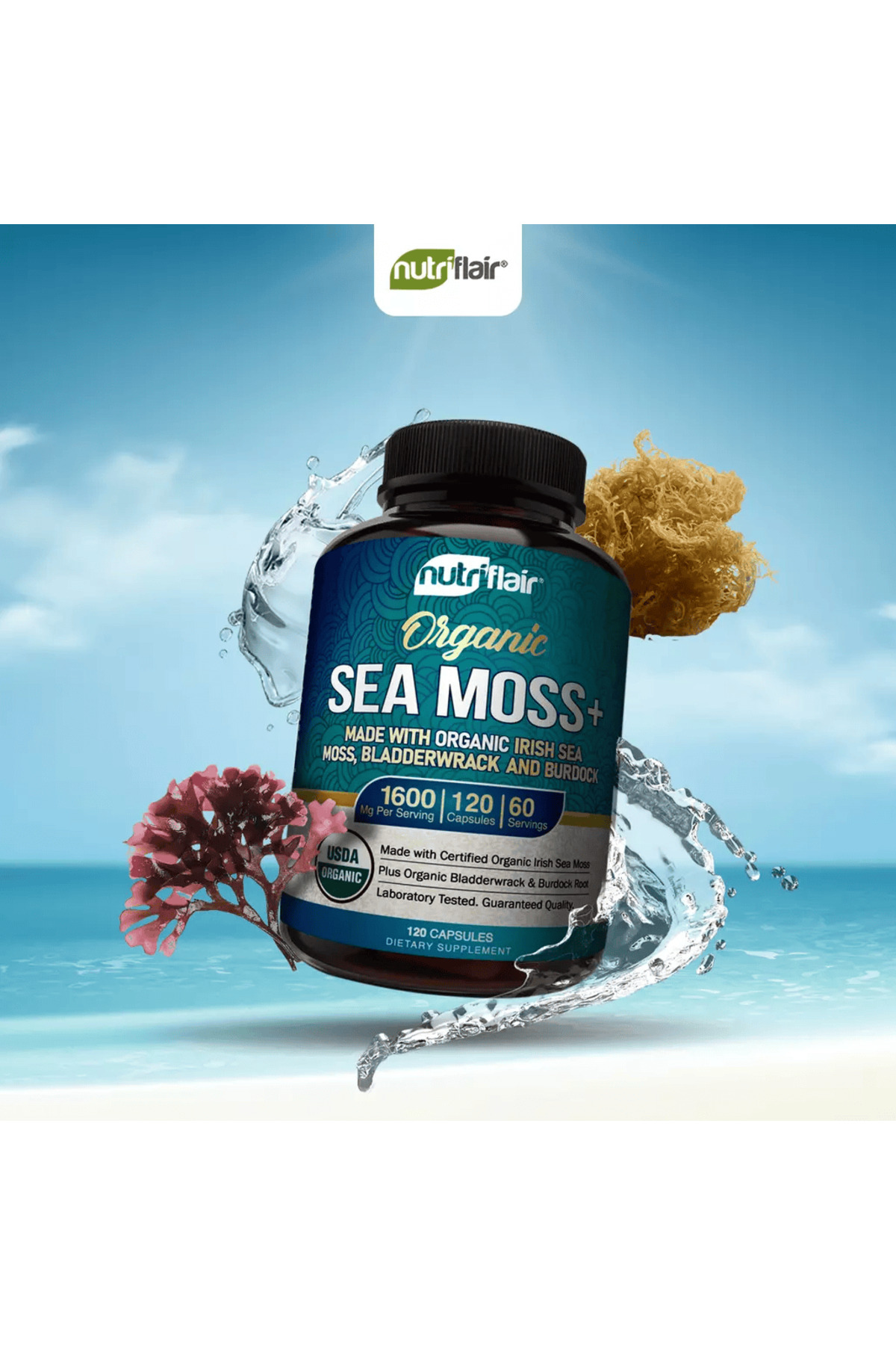 Nutriflair Organic Sea Moss 1600mg Prebiotic Immune Digestive