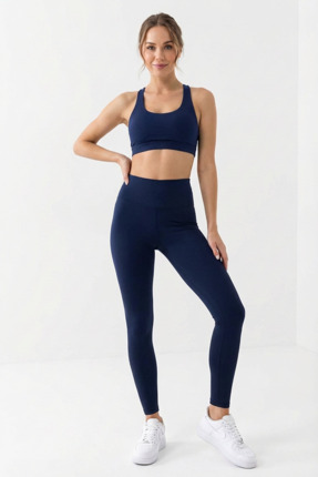 ONLİO GİYİM Yüksek Bel Toparlayıcı Esnek İç Göstermez Kadın Tayt Lacivert