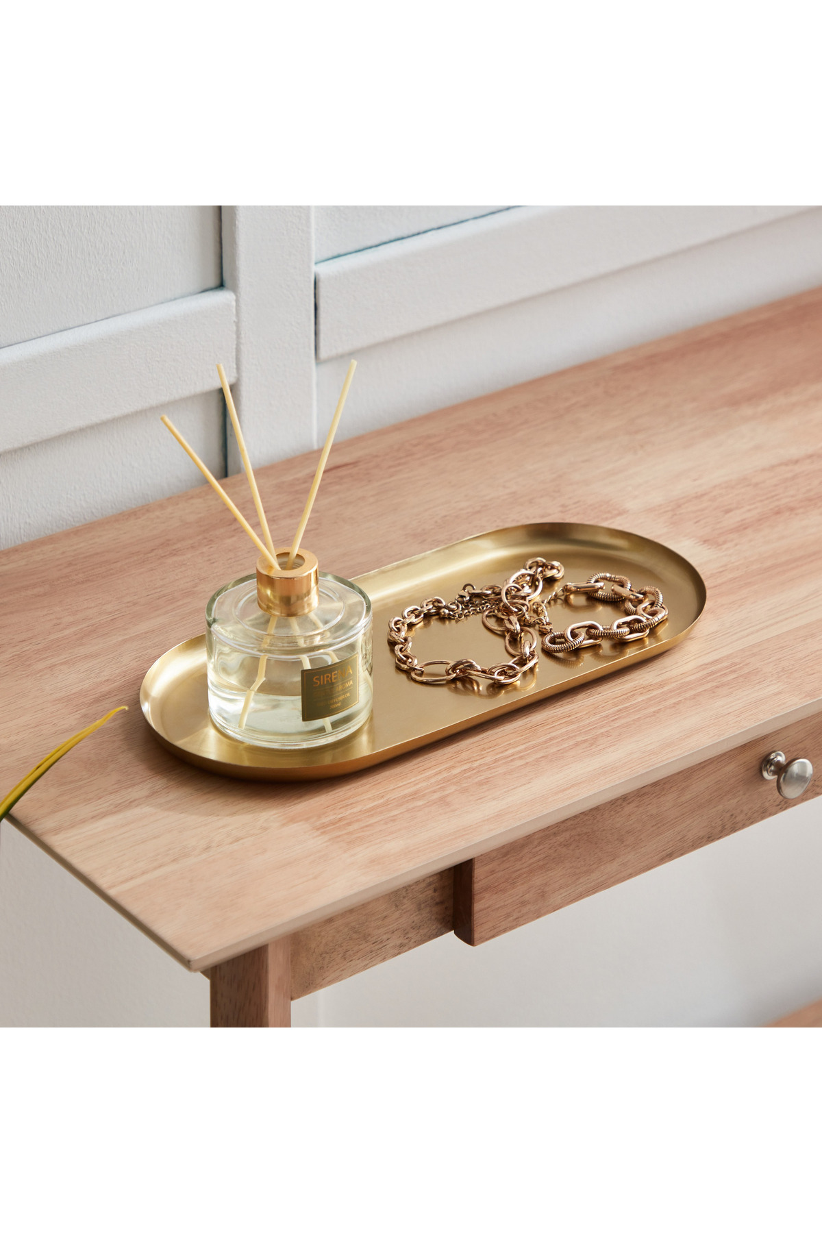 Home Box Verve Metal Oval Decorative Tray - 34x15.5x1.5 cm