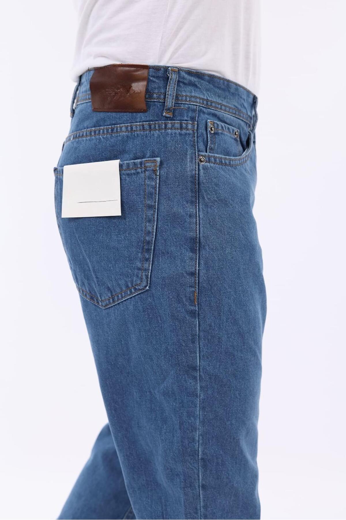 Fashion İstanbul  Erkek Boyfriend Jean Pantolon Rahat Kalıp Günlük Sokak Stili ORTA MAVİ Kot Pantalon - Görsel 2