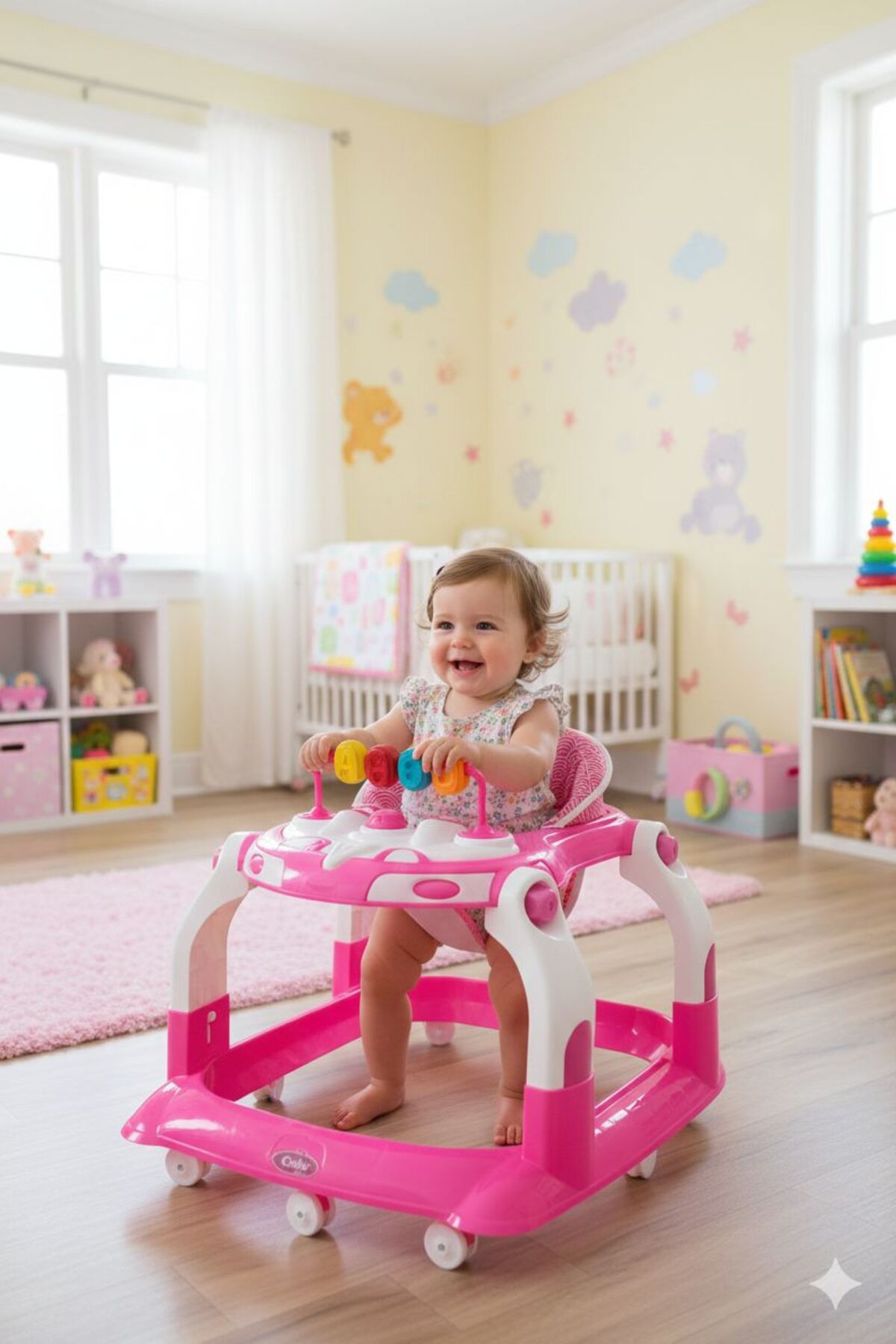 TURHANBEBE Kornalı Oyuncaklı Mama Tablalı Zıp Zıp Hoppala Yürüteç