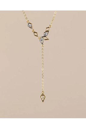 hana trade 14K Altın Kaplama Özel Seri Dorelia Y Kolye