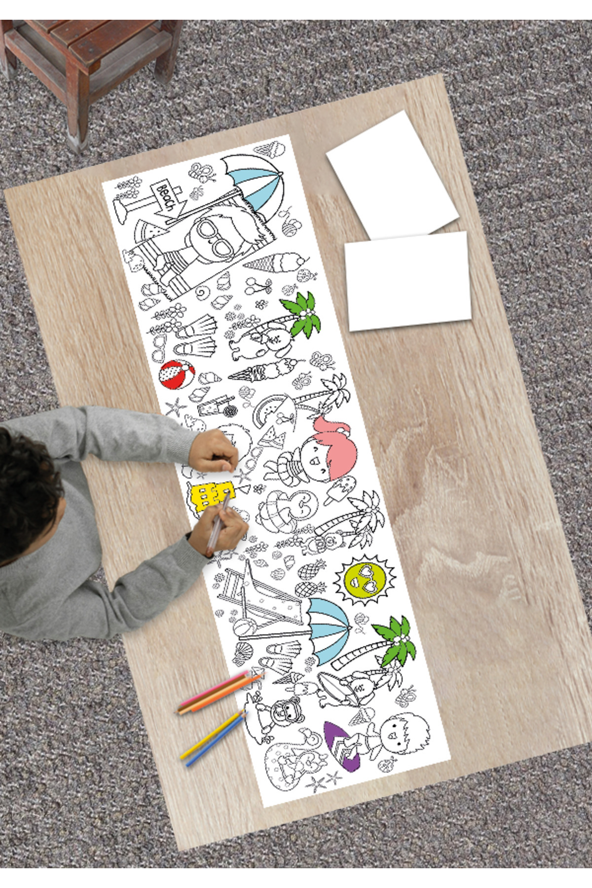 کاغذ رنگ‌آمیزی غول‌پیکر با تم تابستانی ۶۲ × ۲۵۰ سانتی‌متر؛ فعالیت گروهی آموزشی عمده برای مدارس و مهدکودک‌ها