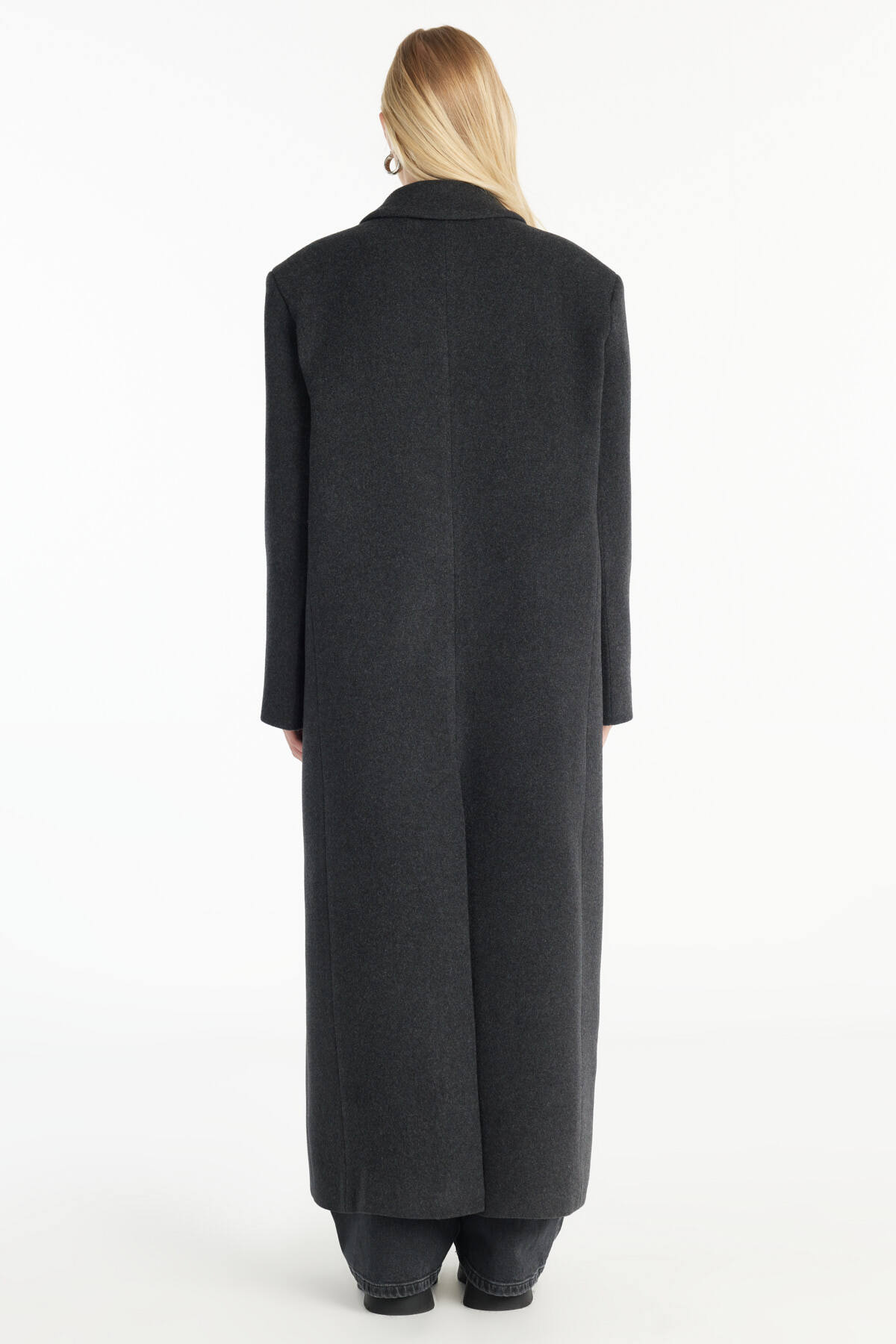 Ted Baker  ANTRASİT YÜNLÜ OVERSİZE KRUVAZE UZUN YÜNLÜ PALTO - Görsel 4