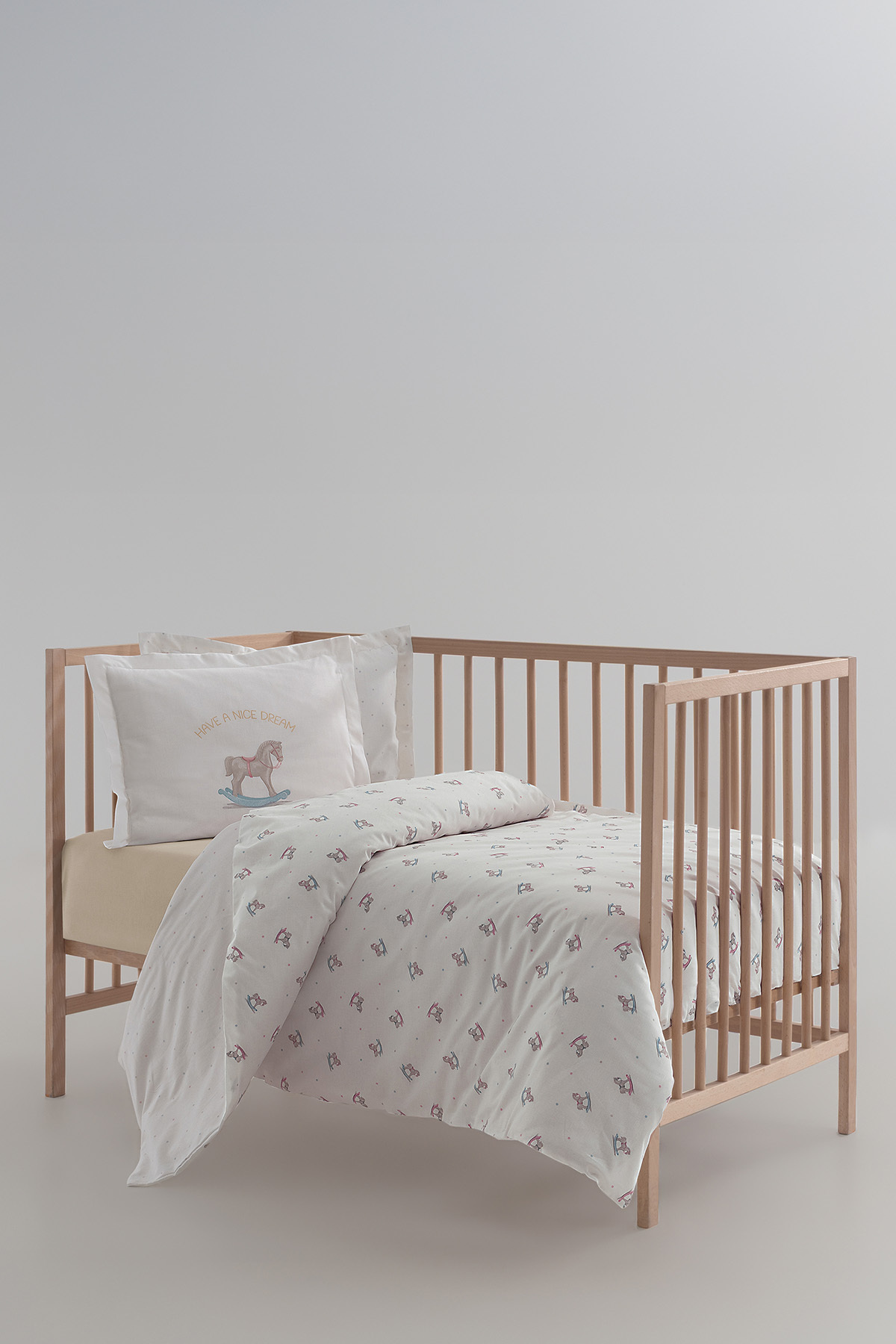 Horse Baby Ranforce 100% Cotton Duvet Cover Set - White