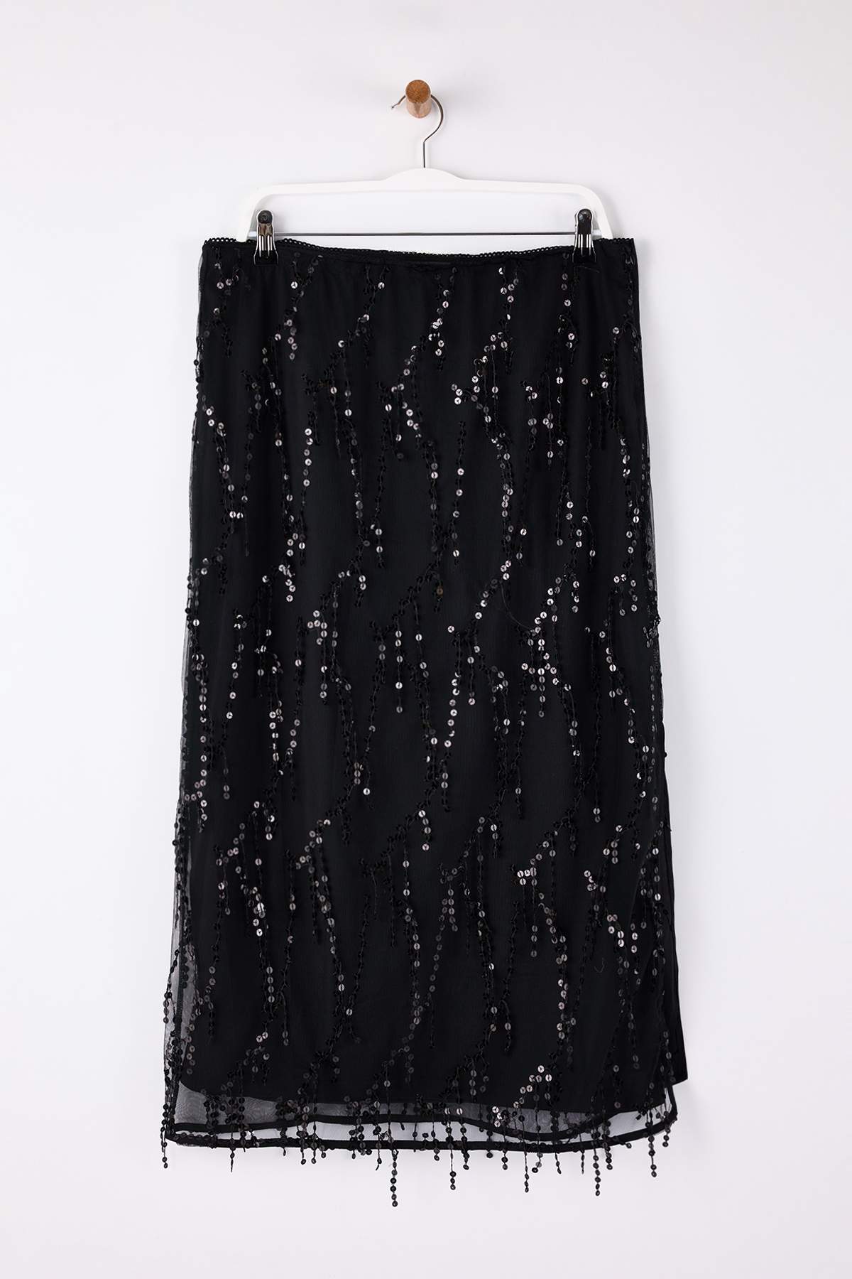 Trendyolmilla  Siyah Dokuma Party Midi Büyük Beden Etek TBBAW26AZ00062 - Görsel 7