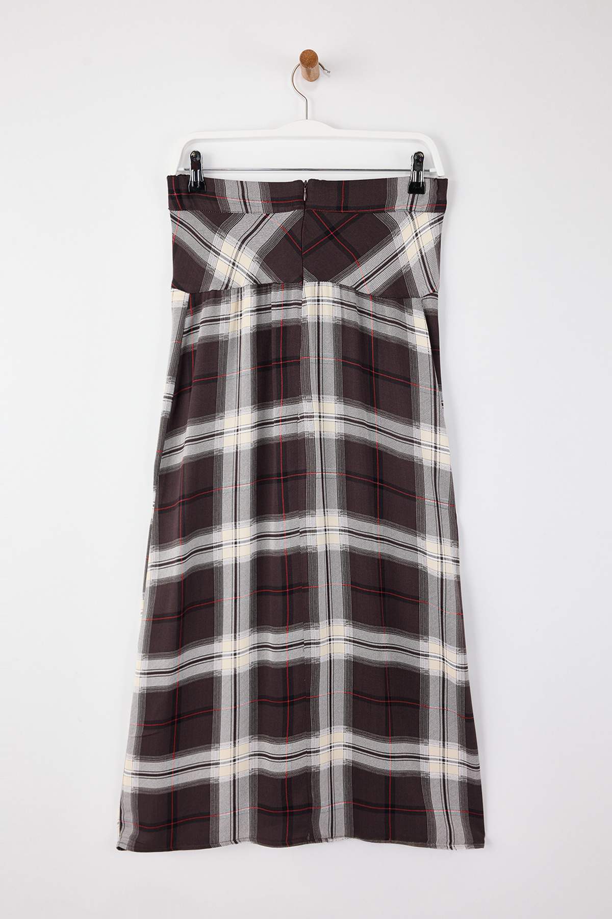 Trendyolmilla  Kahverengi Ekoseli Bel Detaylı Uzun Maxi Etek TWOAW26ET00159 - Görsel 6