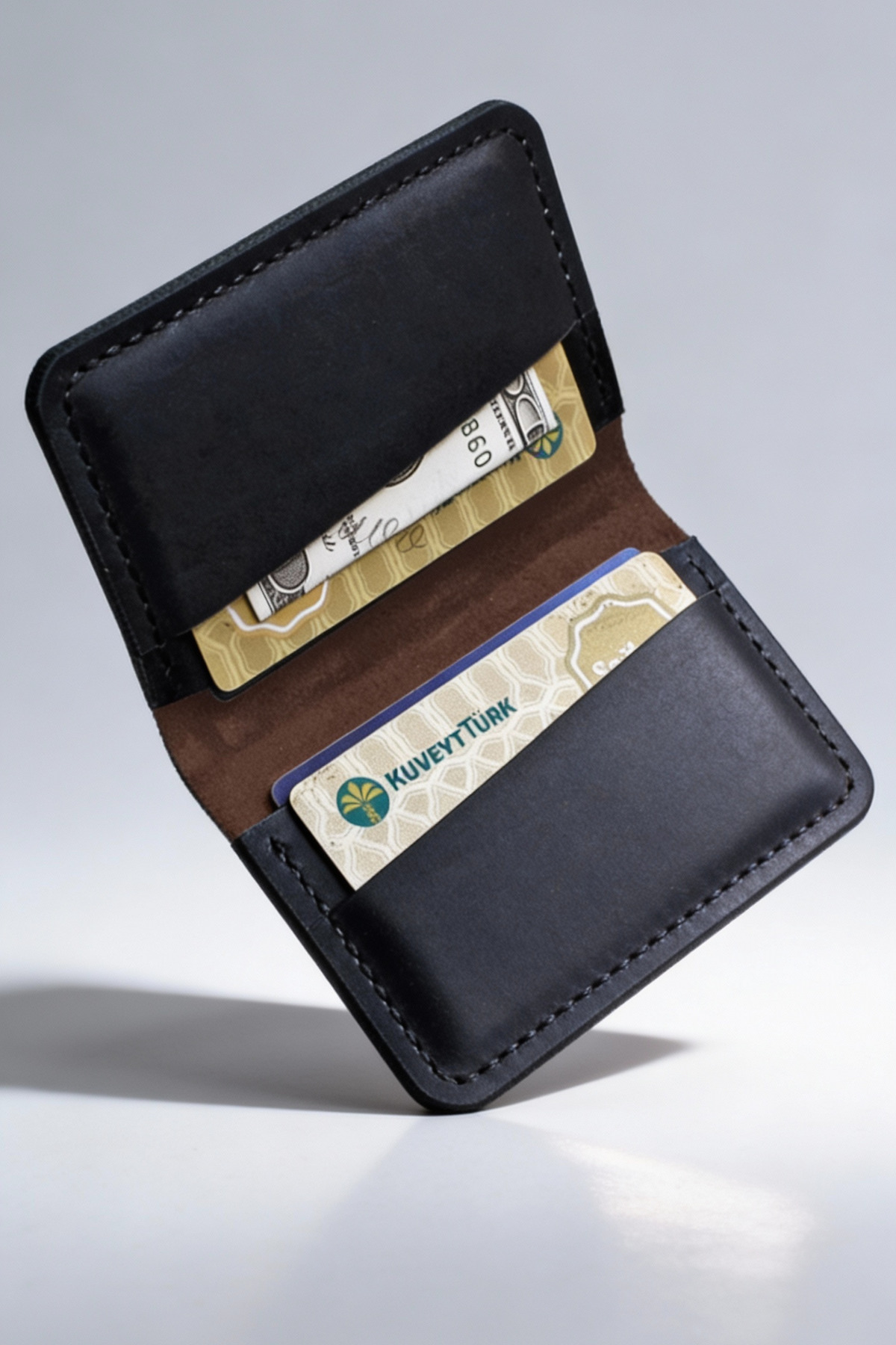 luvo  El Yapımı Hakiki Deri Kartlık Italyan Dikiş Premium Hakiki Deri Çift Renk