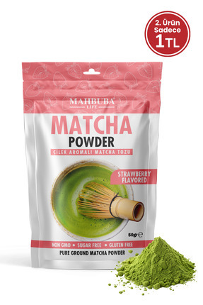 Mahbuba Çilek Aromalı Matcha Çayı Tozu 50gr