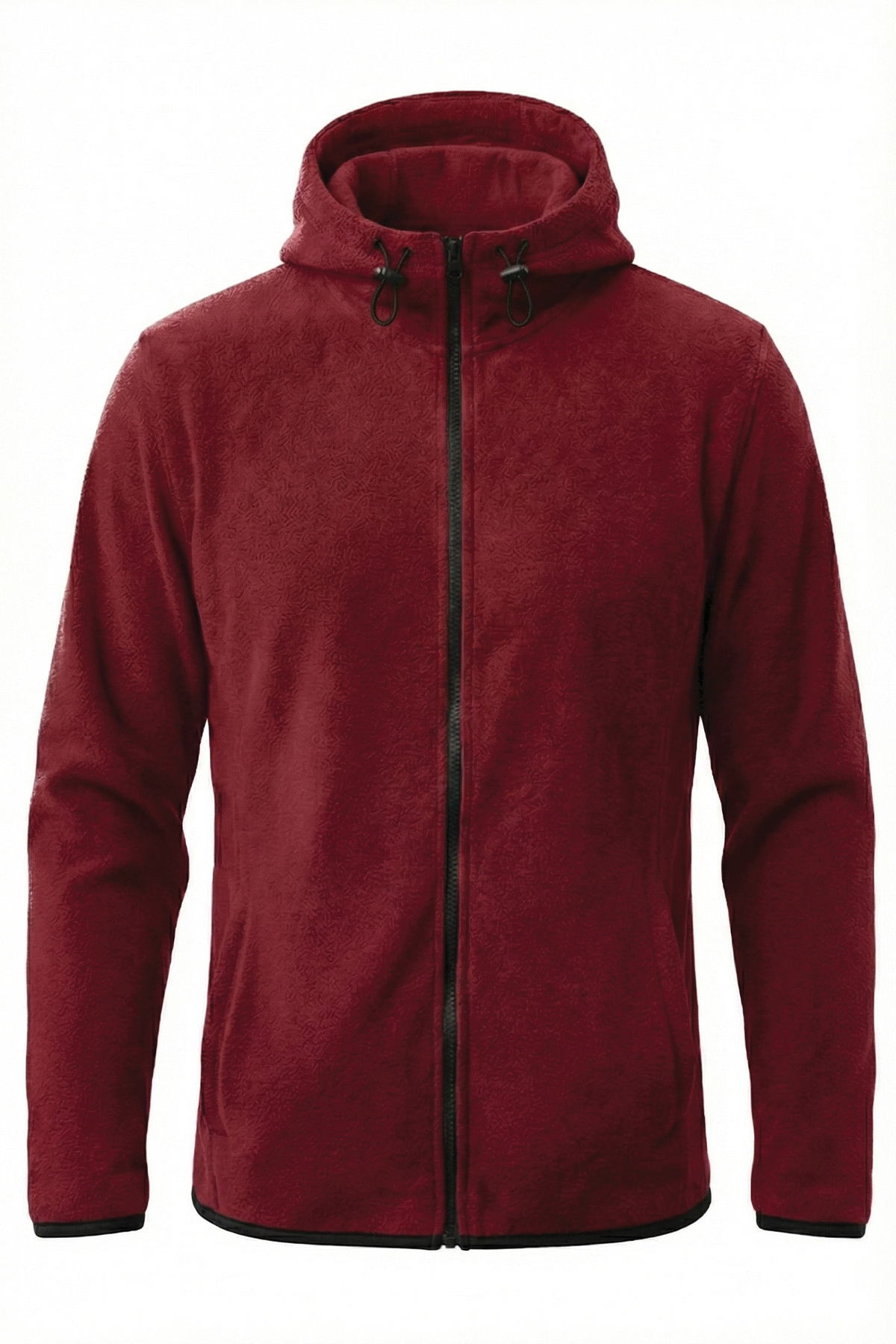 GHASSY CO Erkek Bordo Kapüşonlu Polar Ceket görsel 2