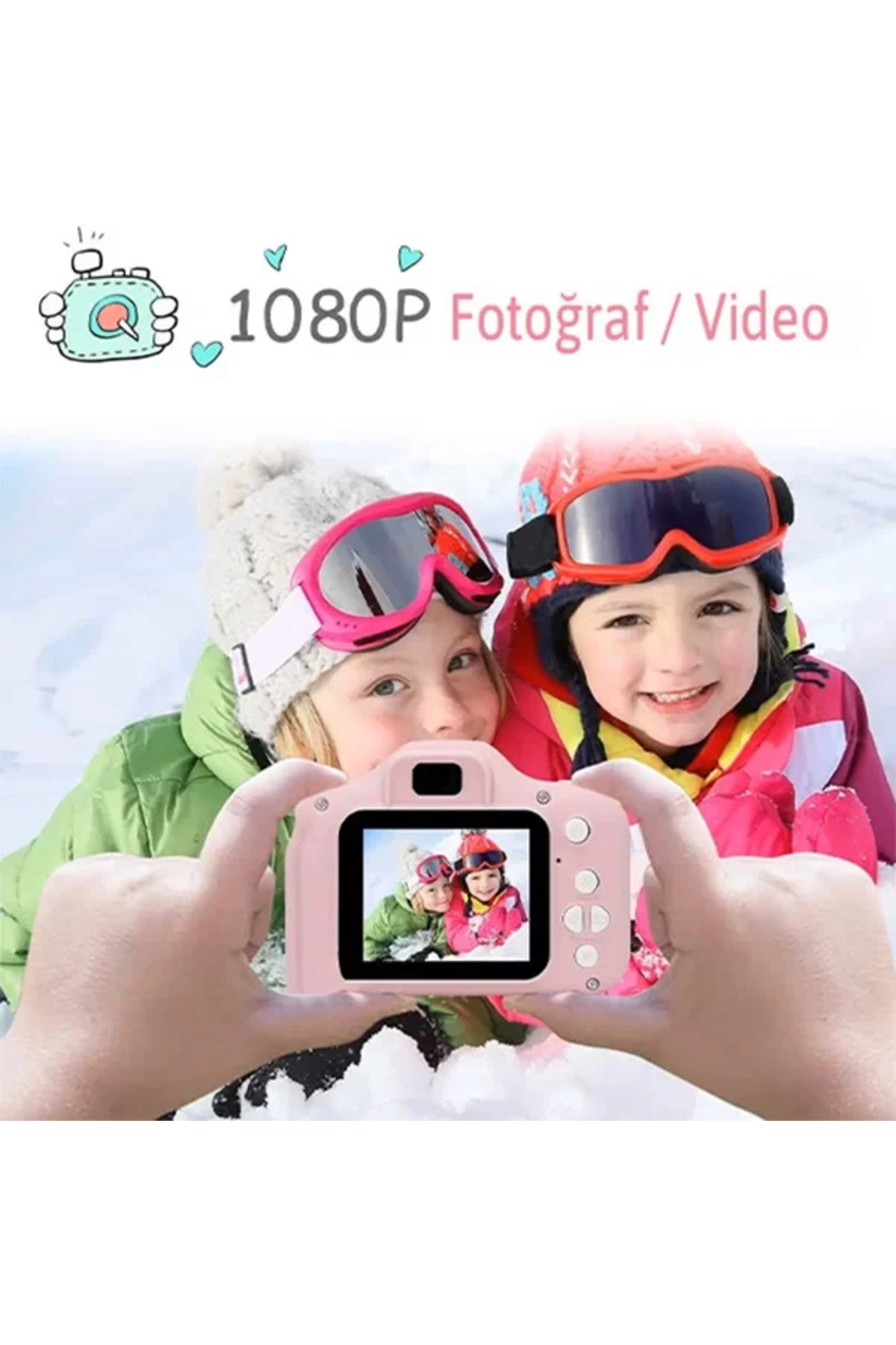 Yenimiyeni Cmr9 Çocuk Fotoğraf Makinesi 10870p Hd Pembe fotoğrafı 3 (önizleme)