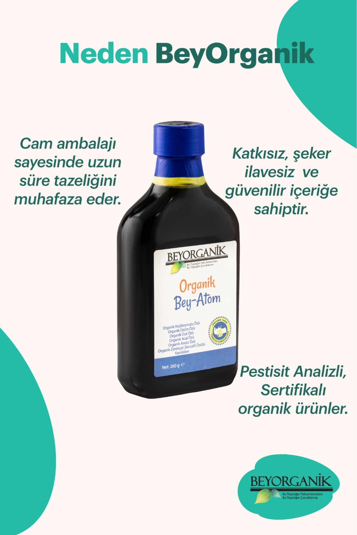 BEYORGANİK ORGANİK Bey Atom 260gr (PESTİSİT ve AĞIR METAL ANALİZLİ) fotoğrafı 6 (önizleme)